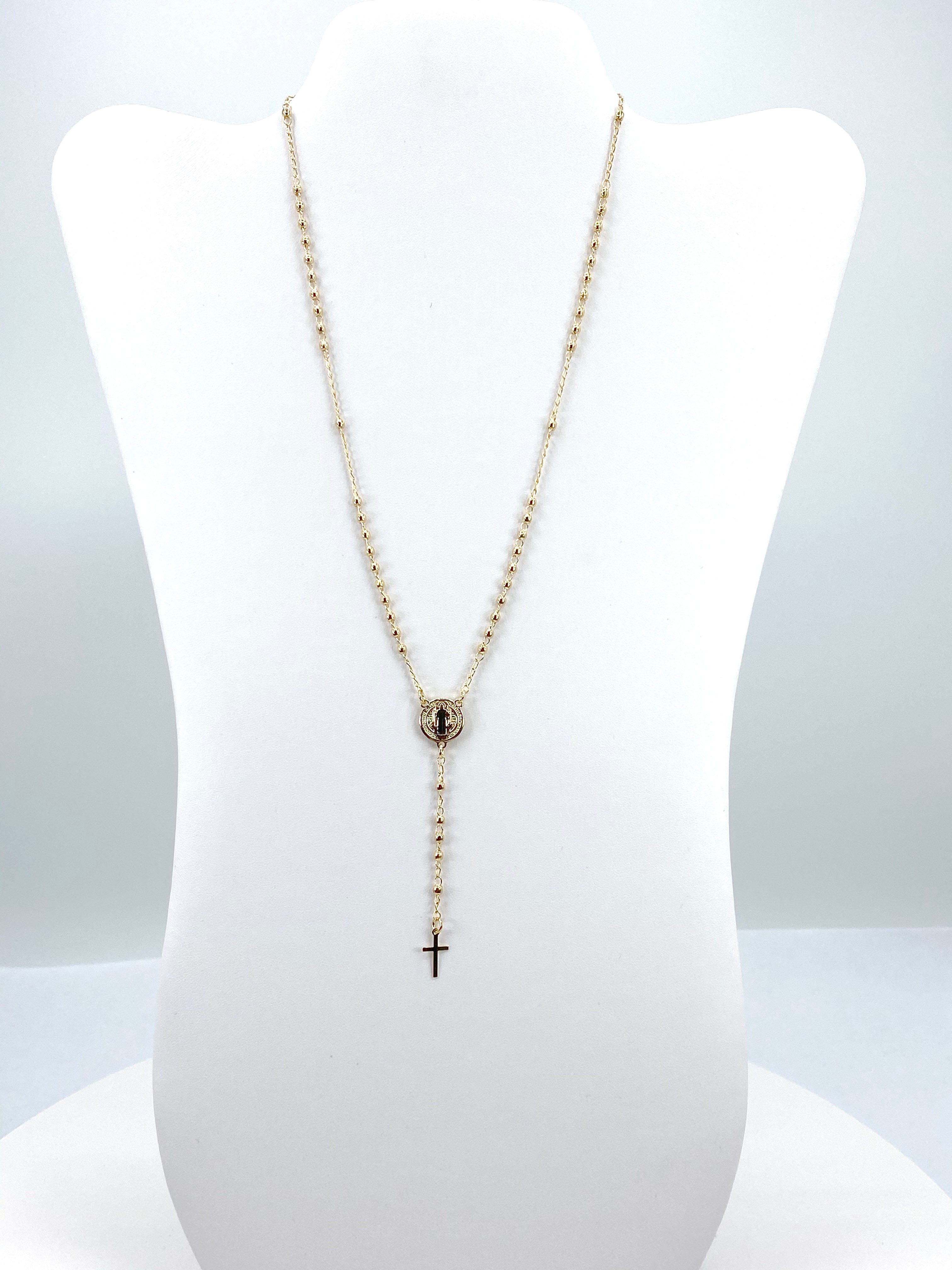 Rosary necklace with Saint Benedict Medal