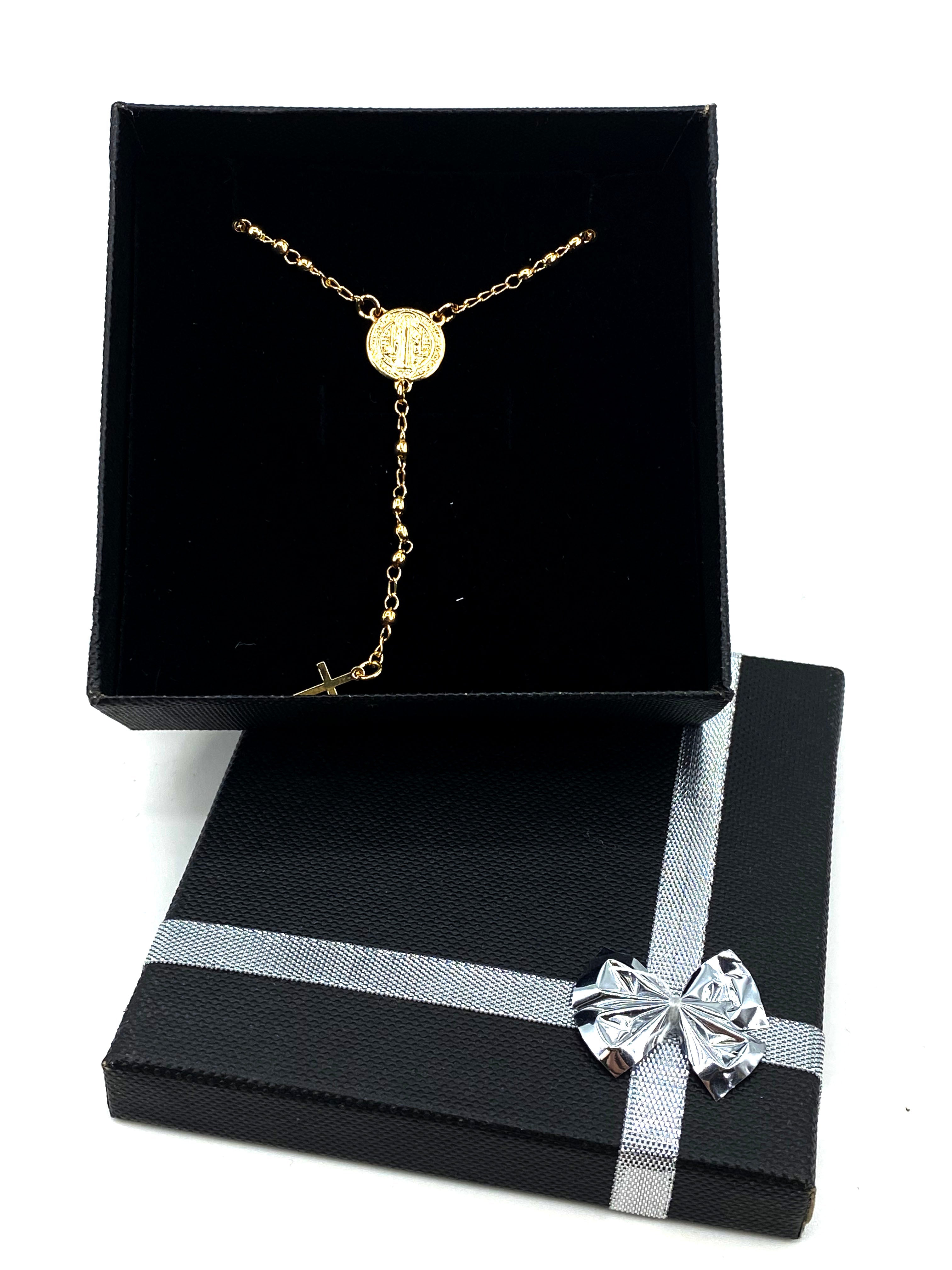 Rosary necklace with Saint Benedict Medal
