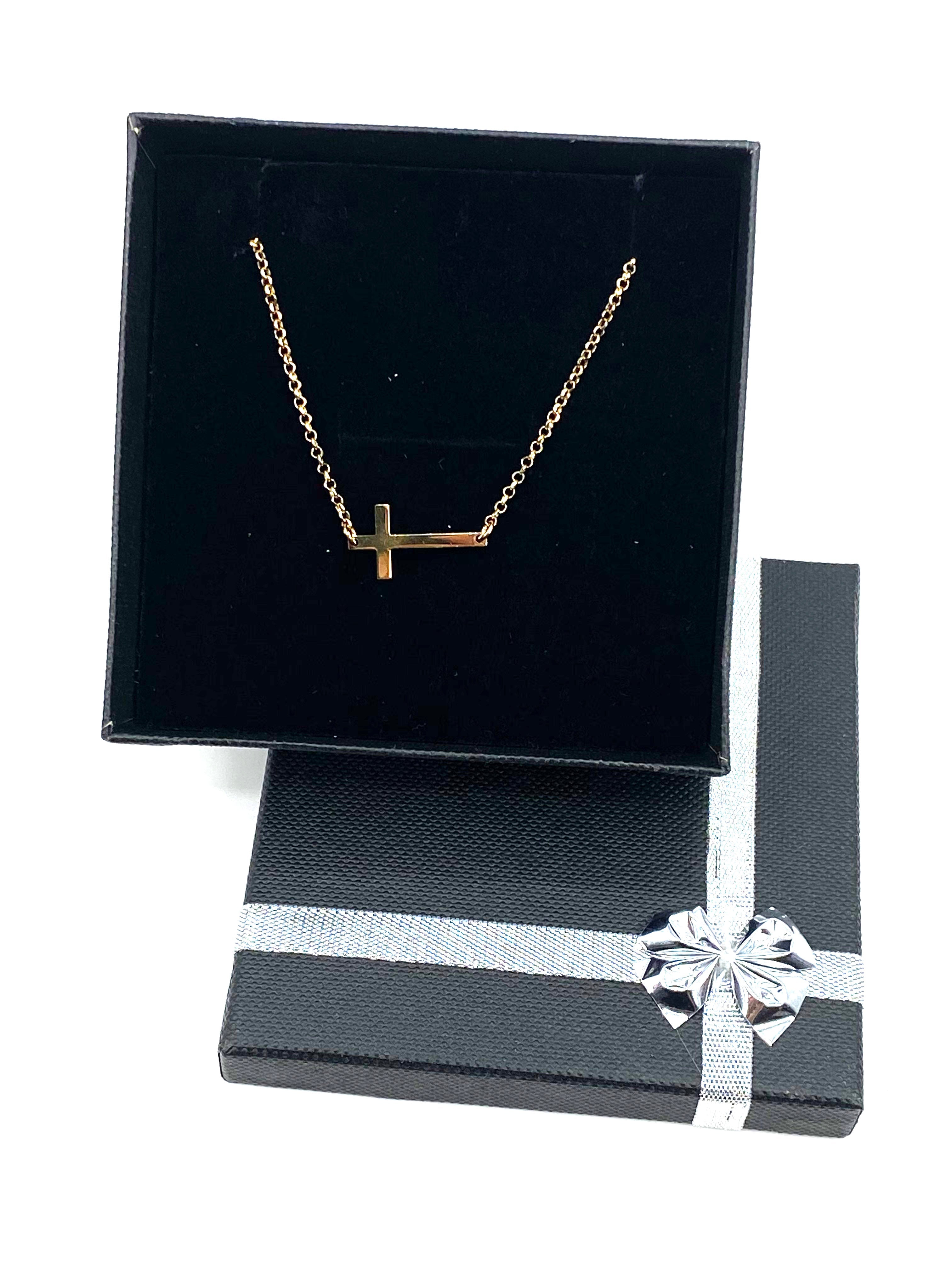 Modern Sterling Silver Side Cross Necklace