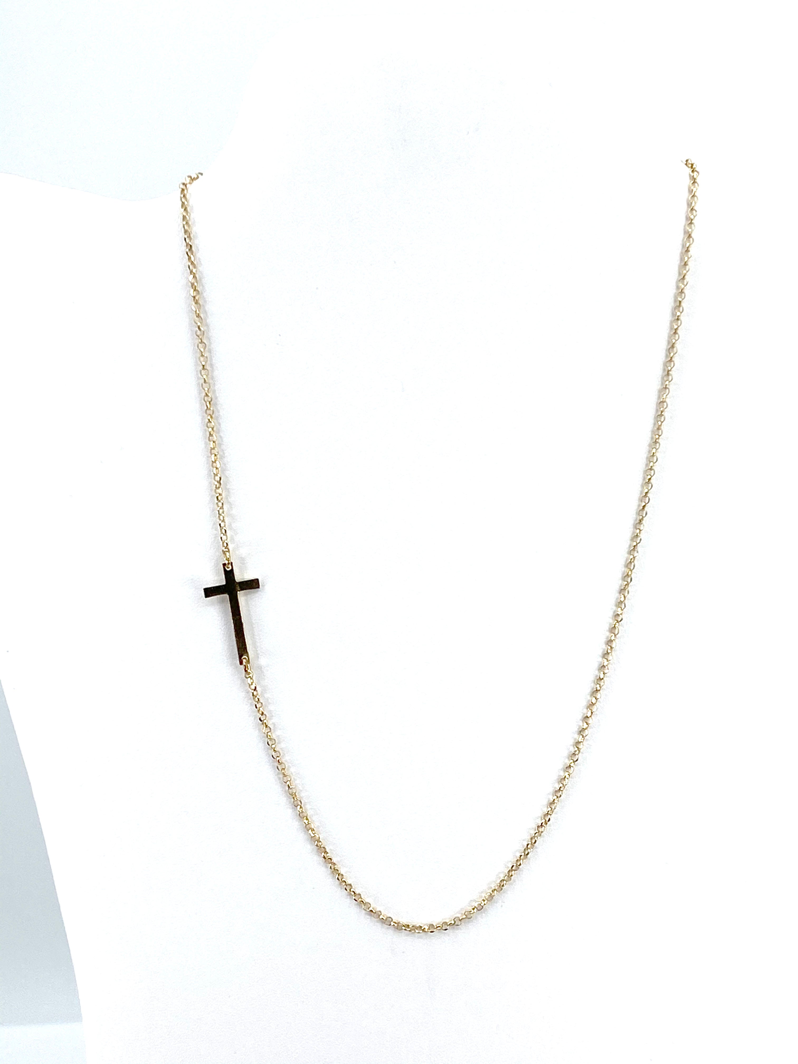 Modern Sterling Silver Side Cross Necklace