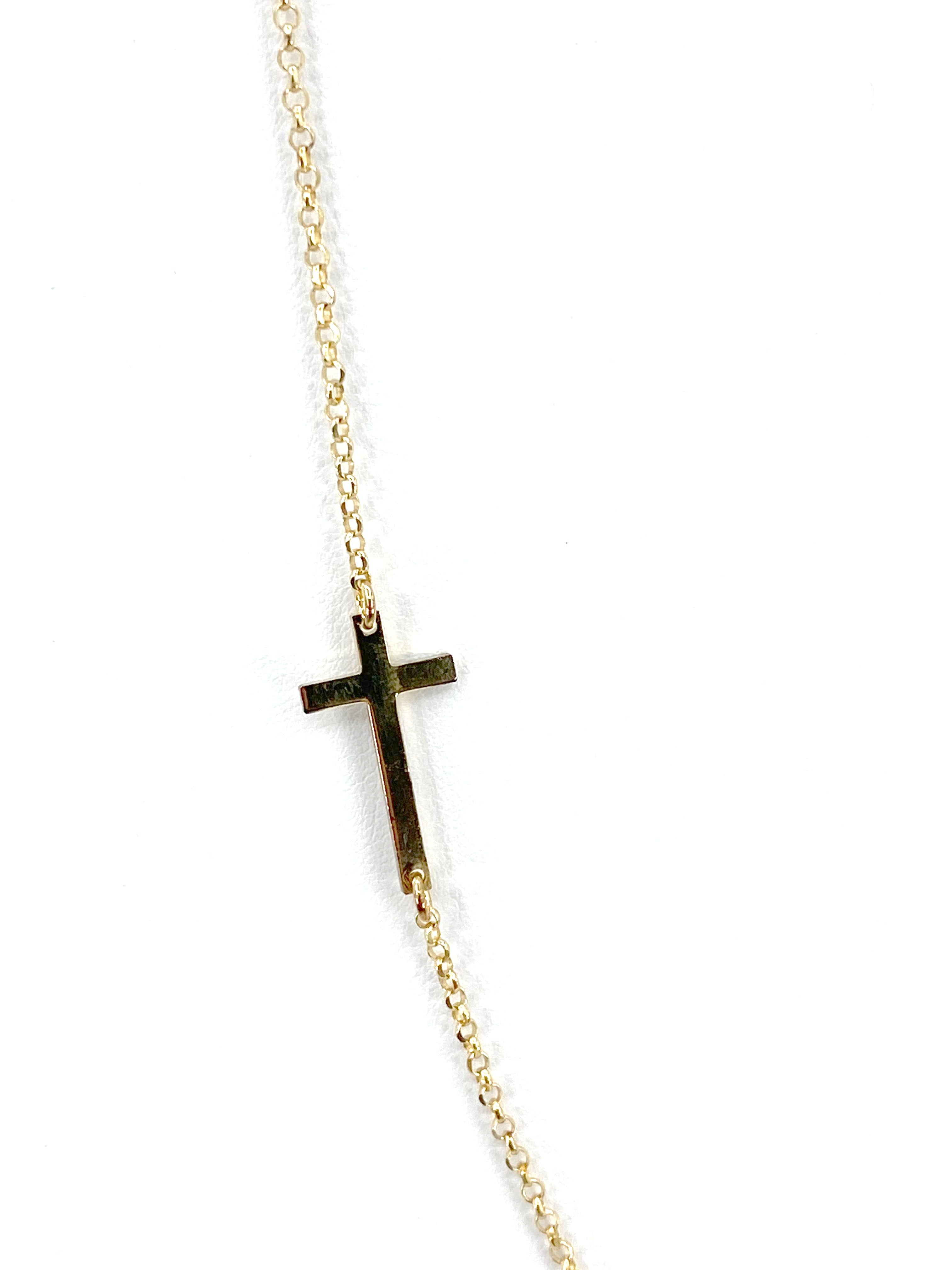 Modern Sterling Silver Side Cross Necklace