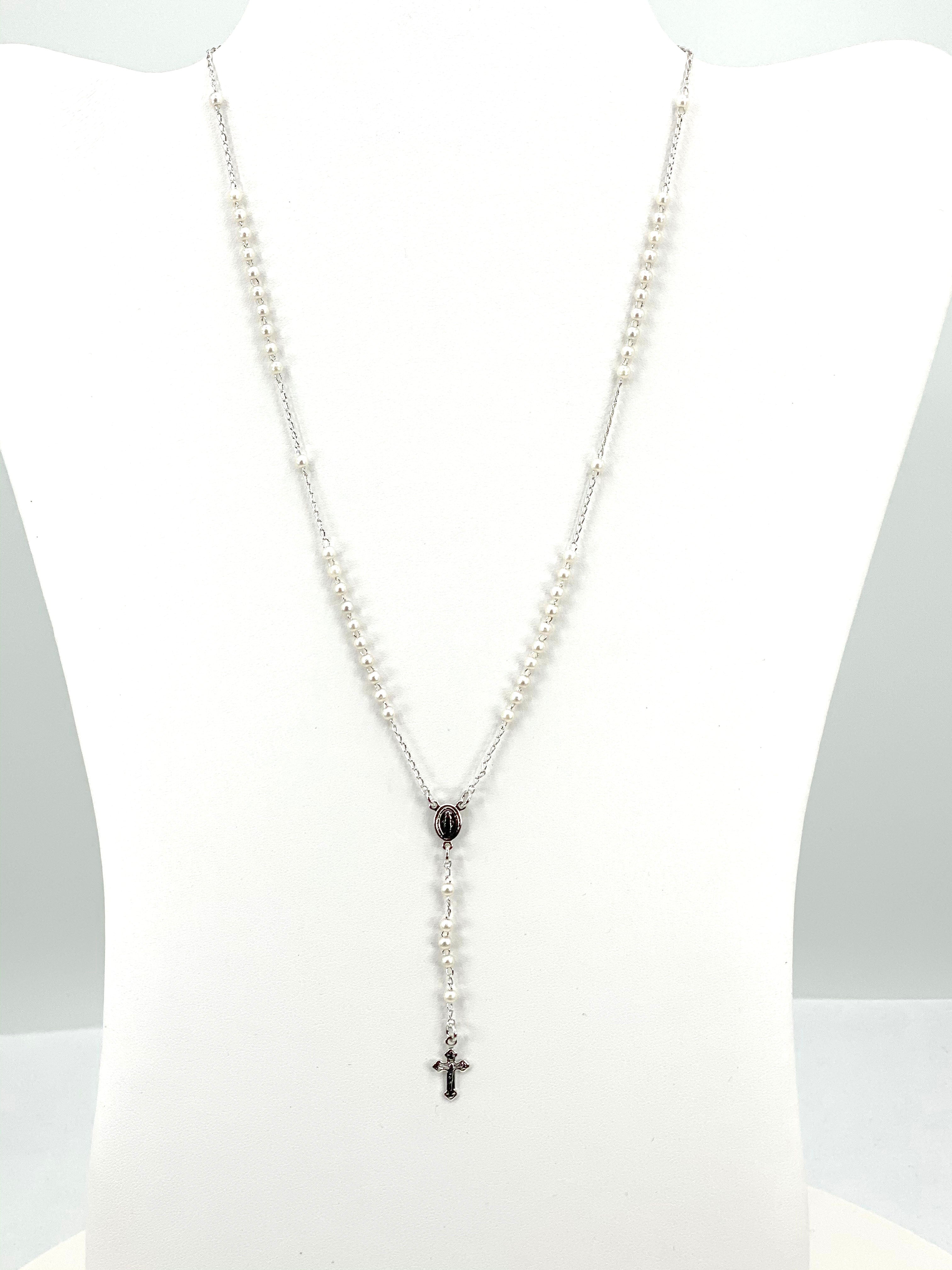 Rosary Necklace with Pearls- Our Lady of Grace