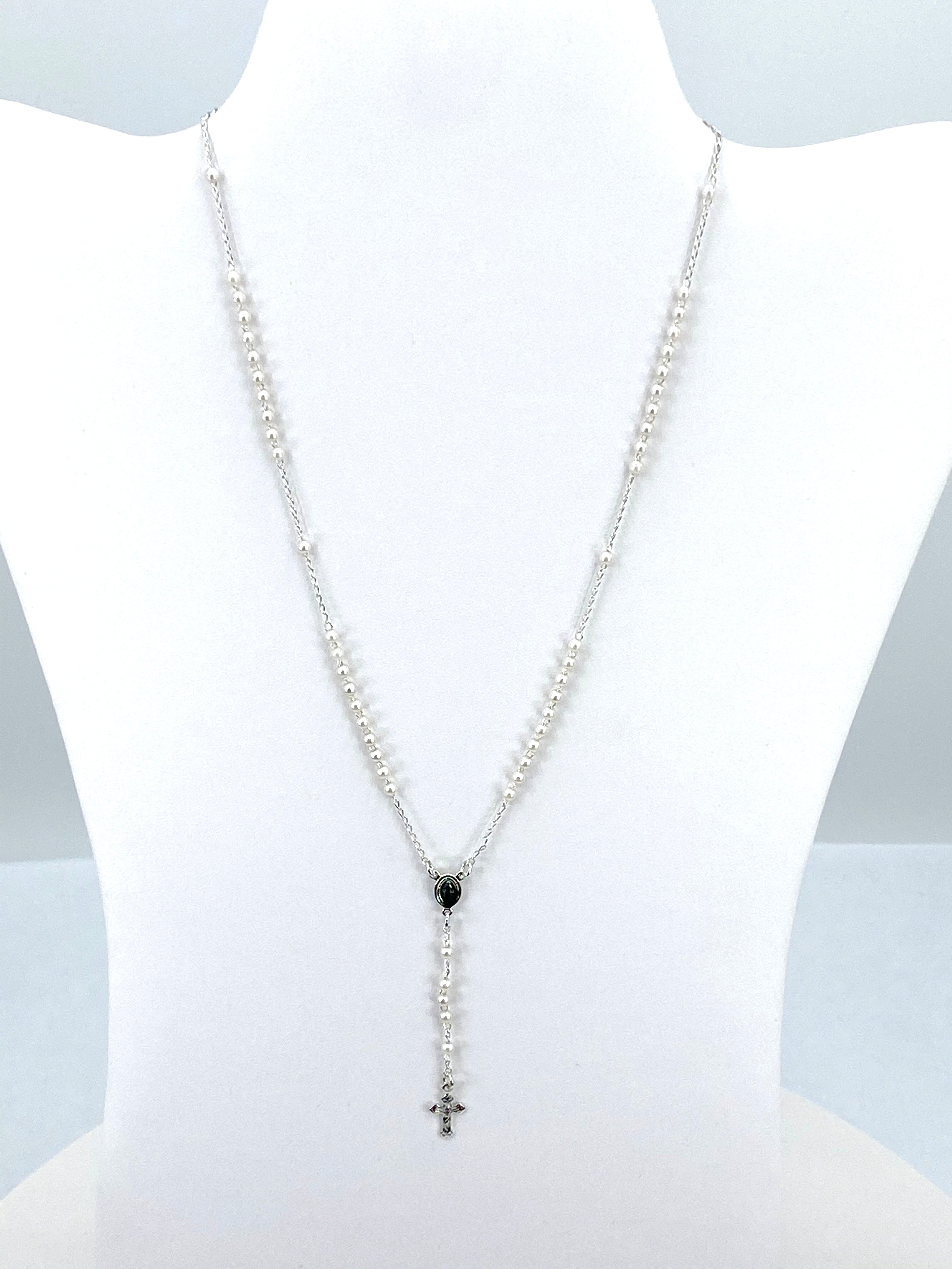 Rosary Necklace with Pearls- Our Lady of Grace