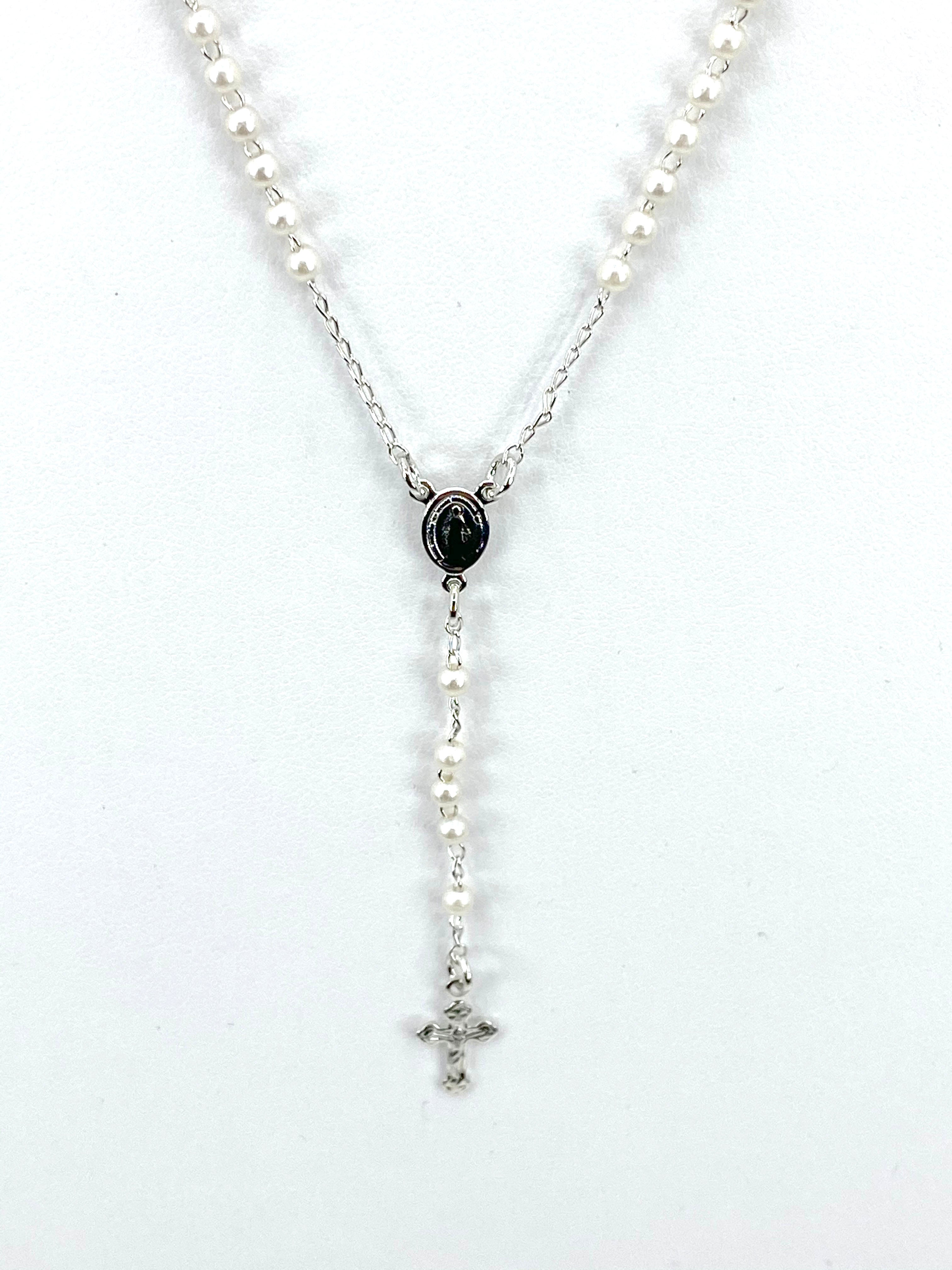 Rosary Necklace with Pearls- Our Lady of Grace
