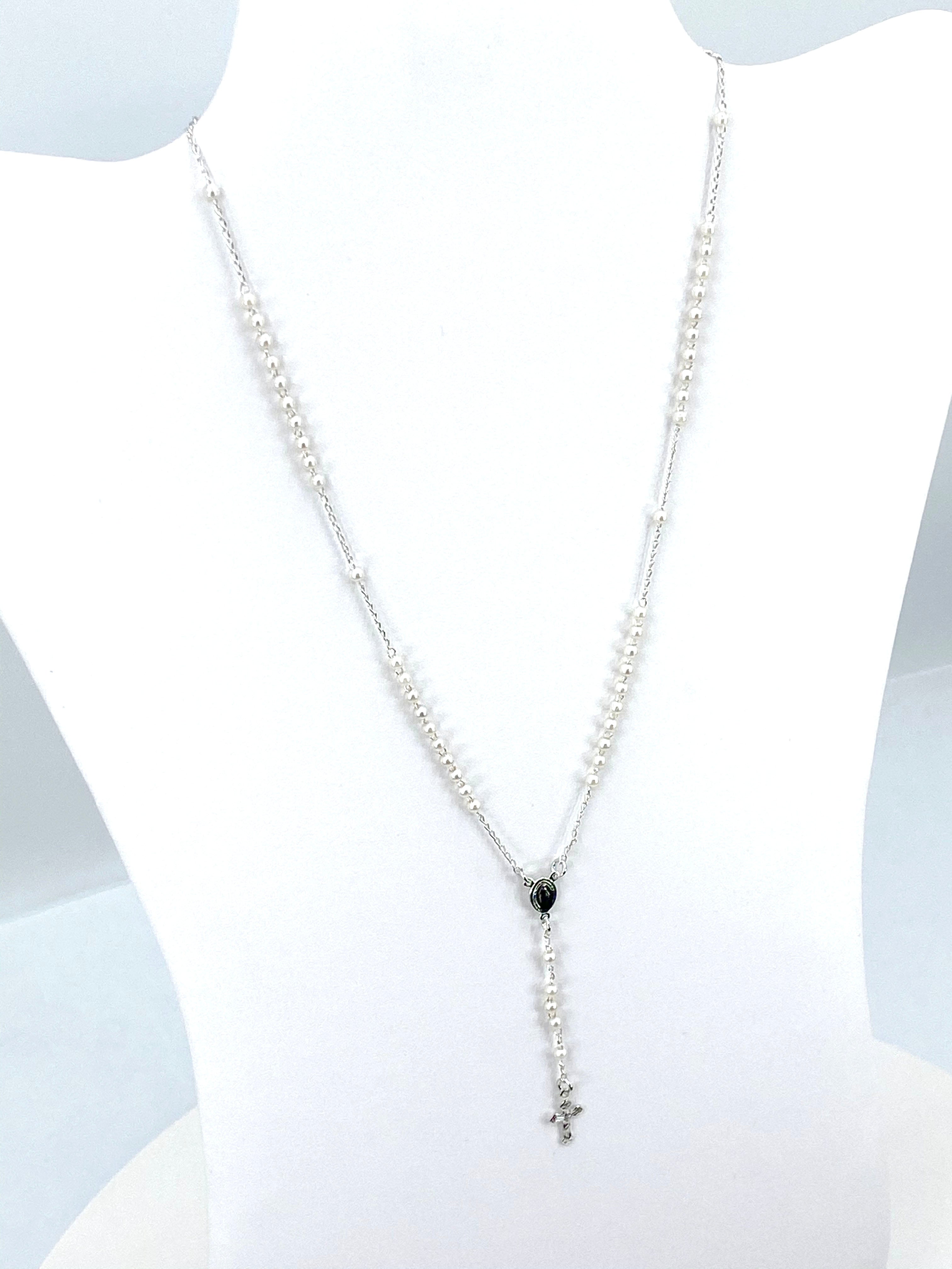 Rosary Necklace with Pearls- Our Lady of Grace