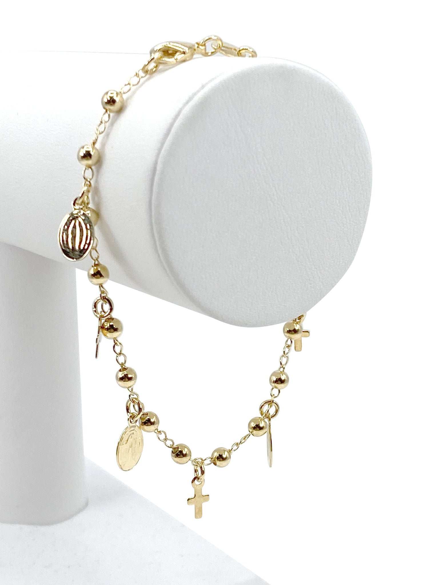 Bracelet with Our Lady of Grace and Crosses charms