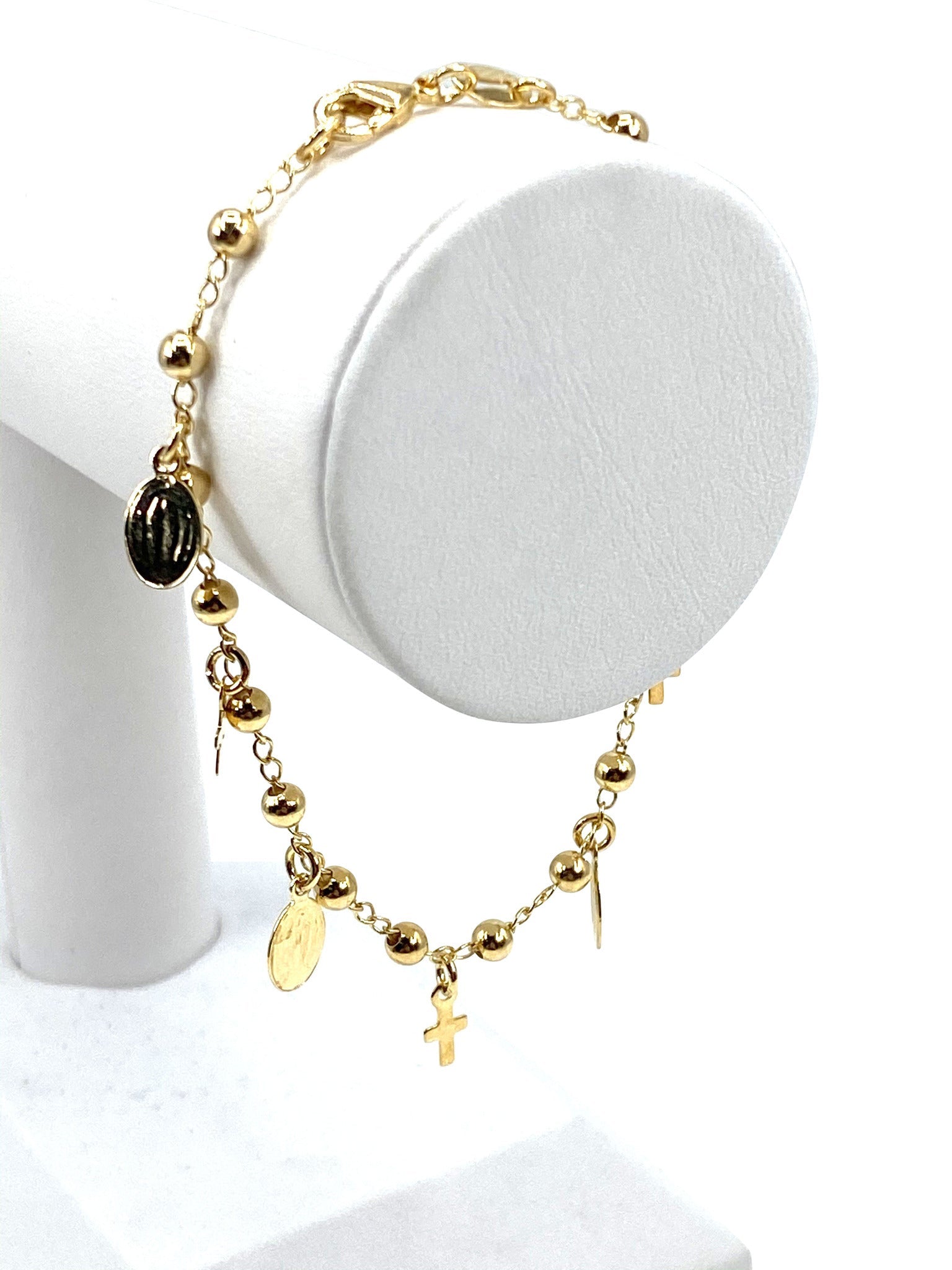 Bracelet with Our Lady of Grace and Crosses charms