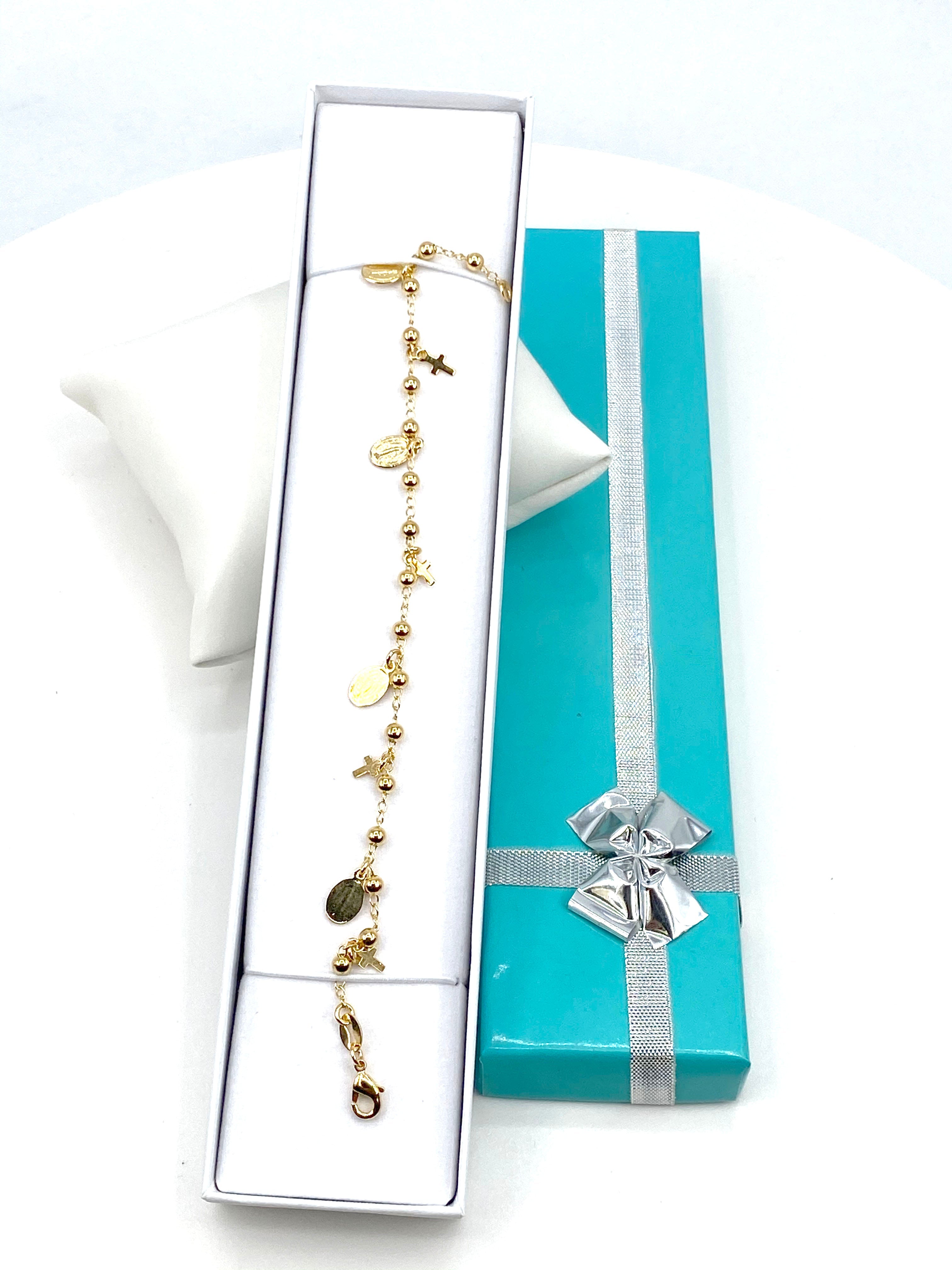 Bracelet with Our Lady of Grace and Crosses charms