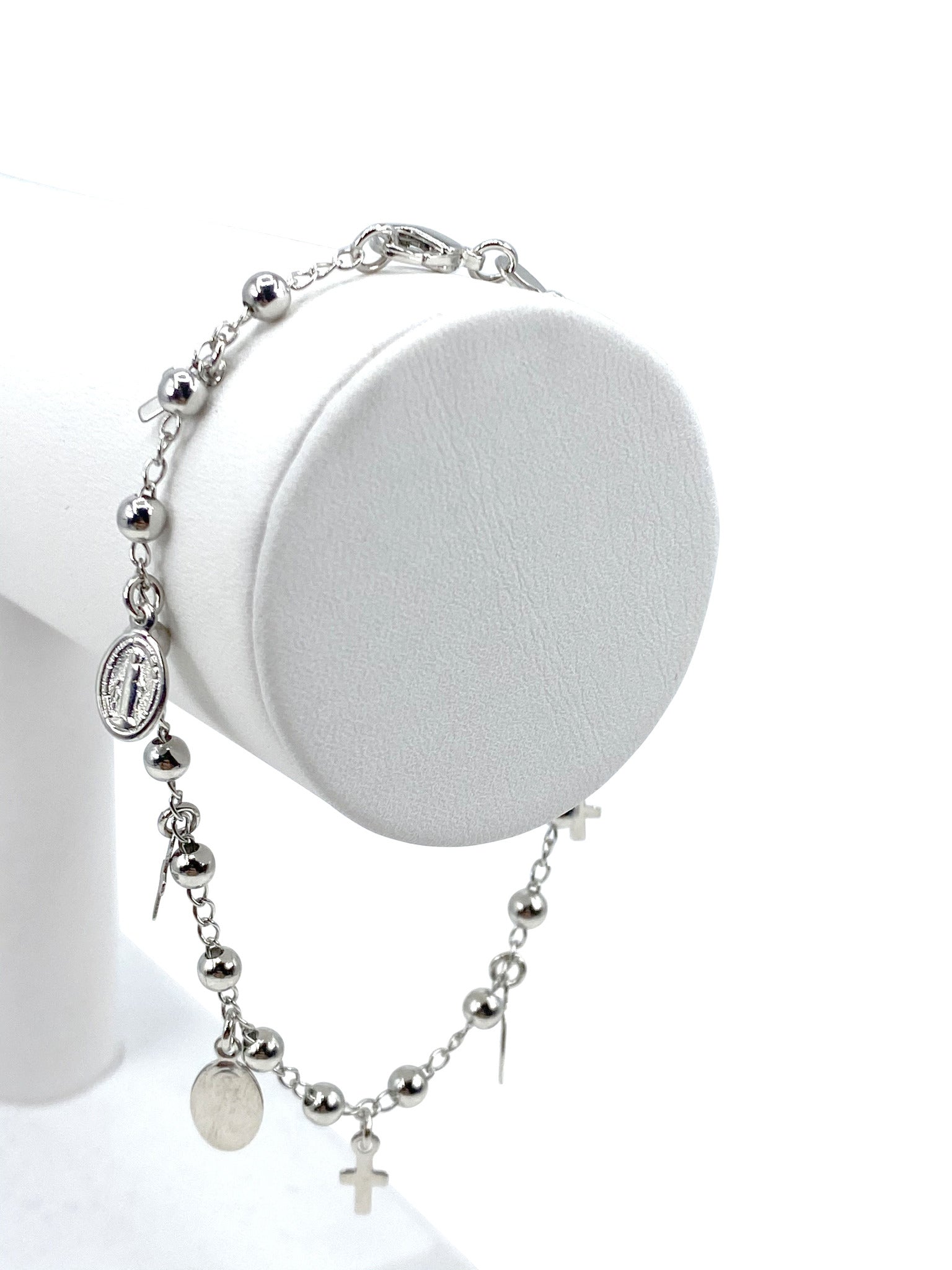 Bracelet with Our Lady of Grace and Crosses charms