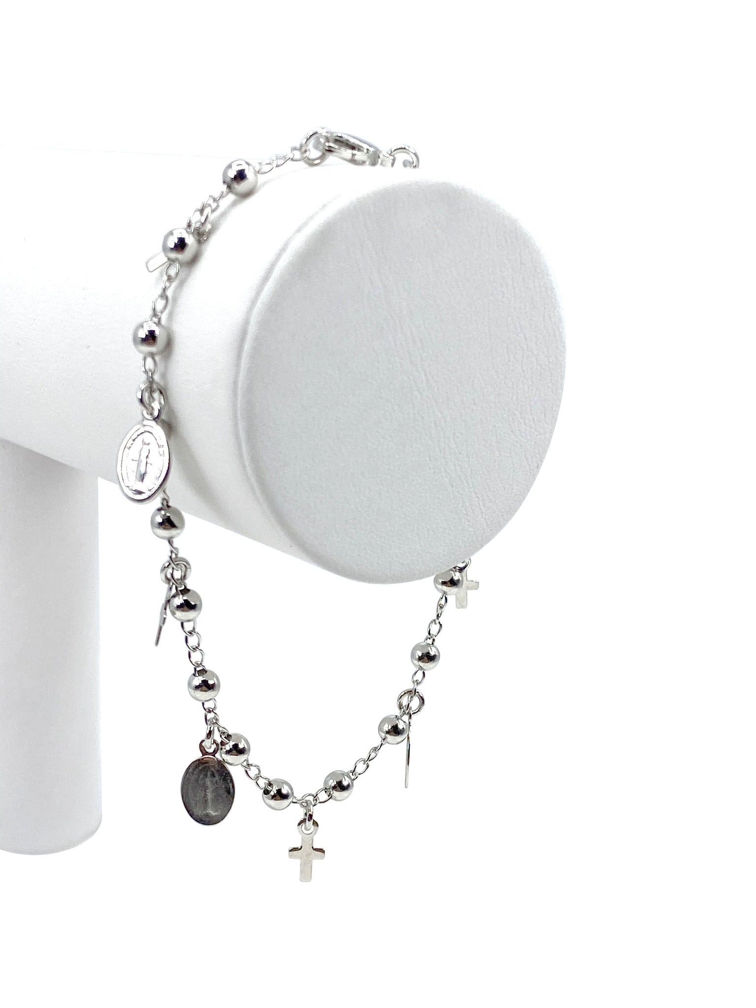 Bracelet with Our Lady of Grace and Crosses charms