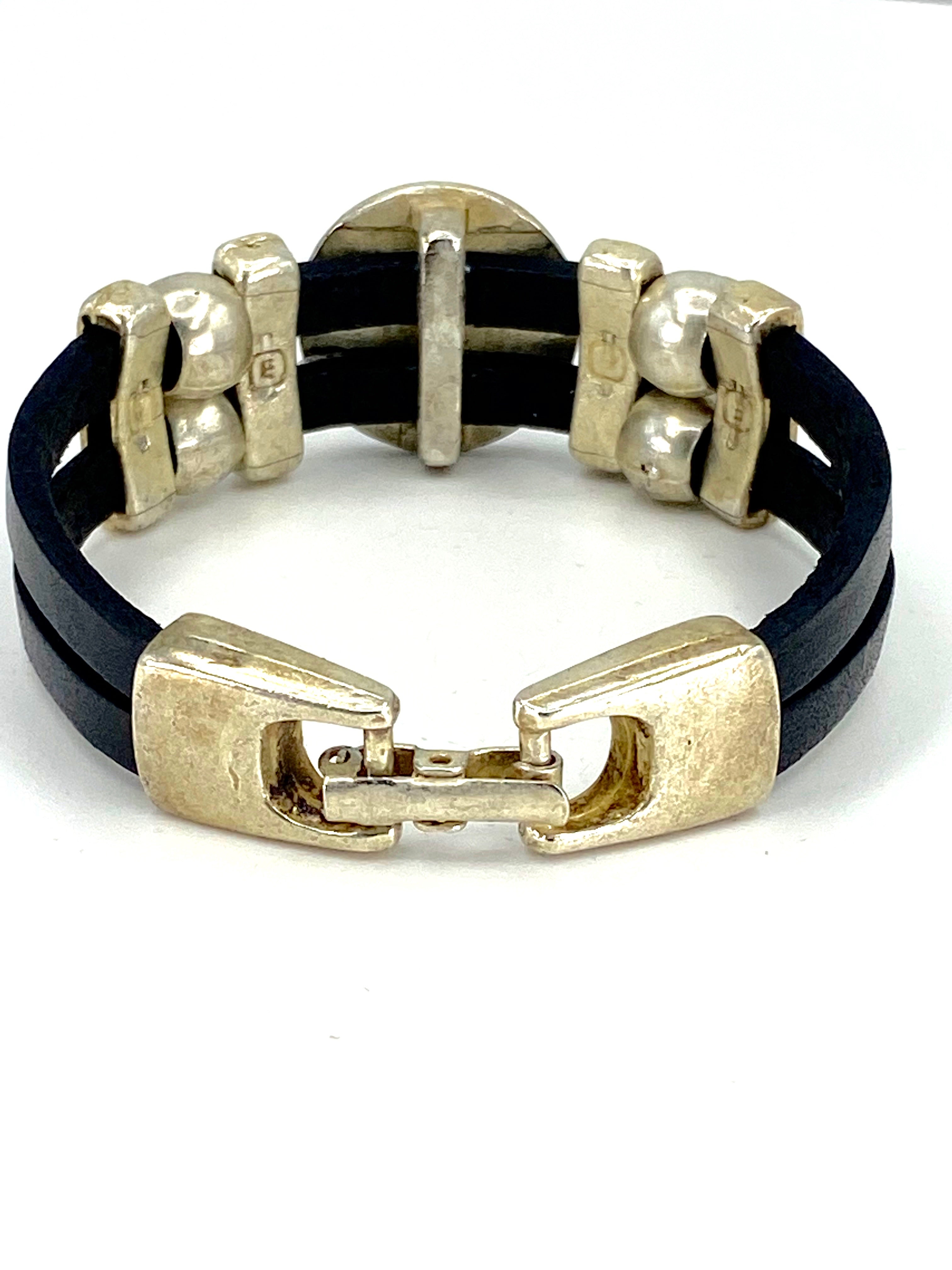 Bracelet of The Madonna and Child Jesus bracelet handmade jewelry with Double Leather Straps by Graciela's Collection