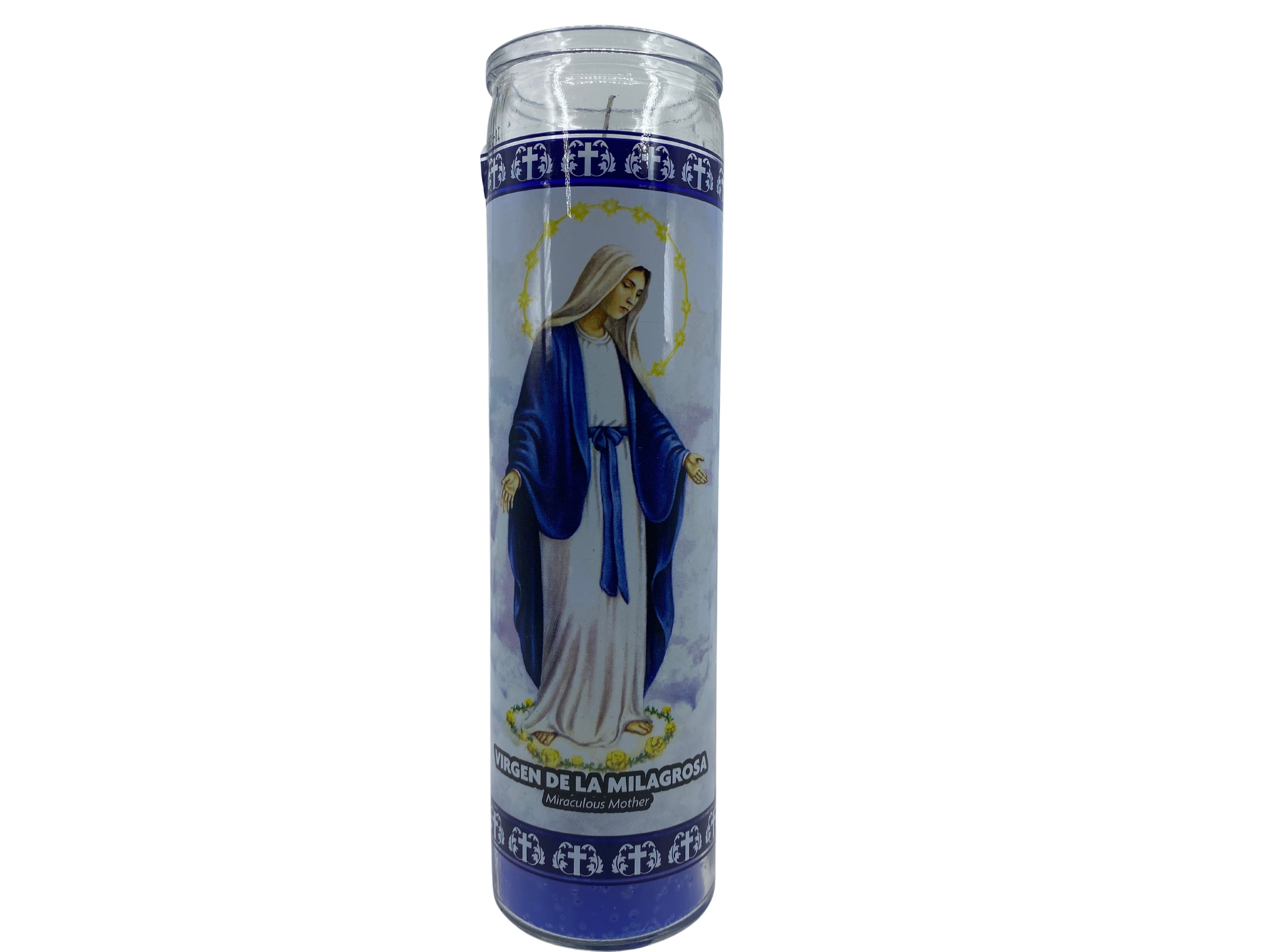 Set of 3 Candles of Miraculous Virgen Mary / set de 3 Velas de Virgen De La Milagrosa