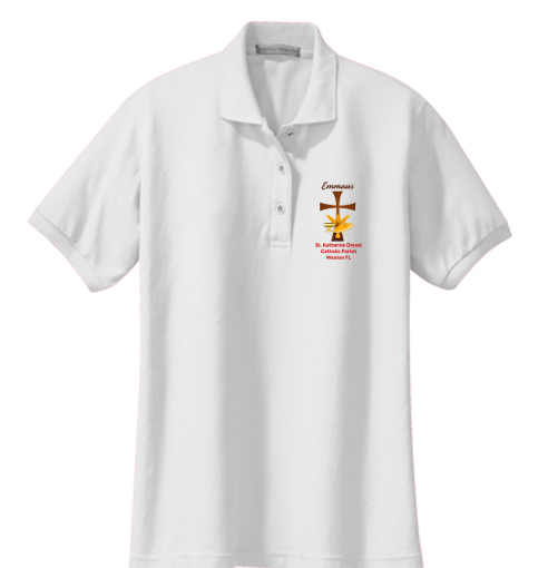 Ladies Emmaus Retreat Polo – White with Embroidered Logo (Special Group Discount Available)