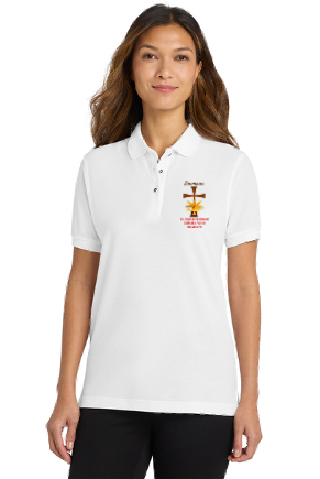 Ladies Emmaus Retreat Polo – White with Embroidered Logo (Special Group Discount Available)