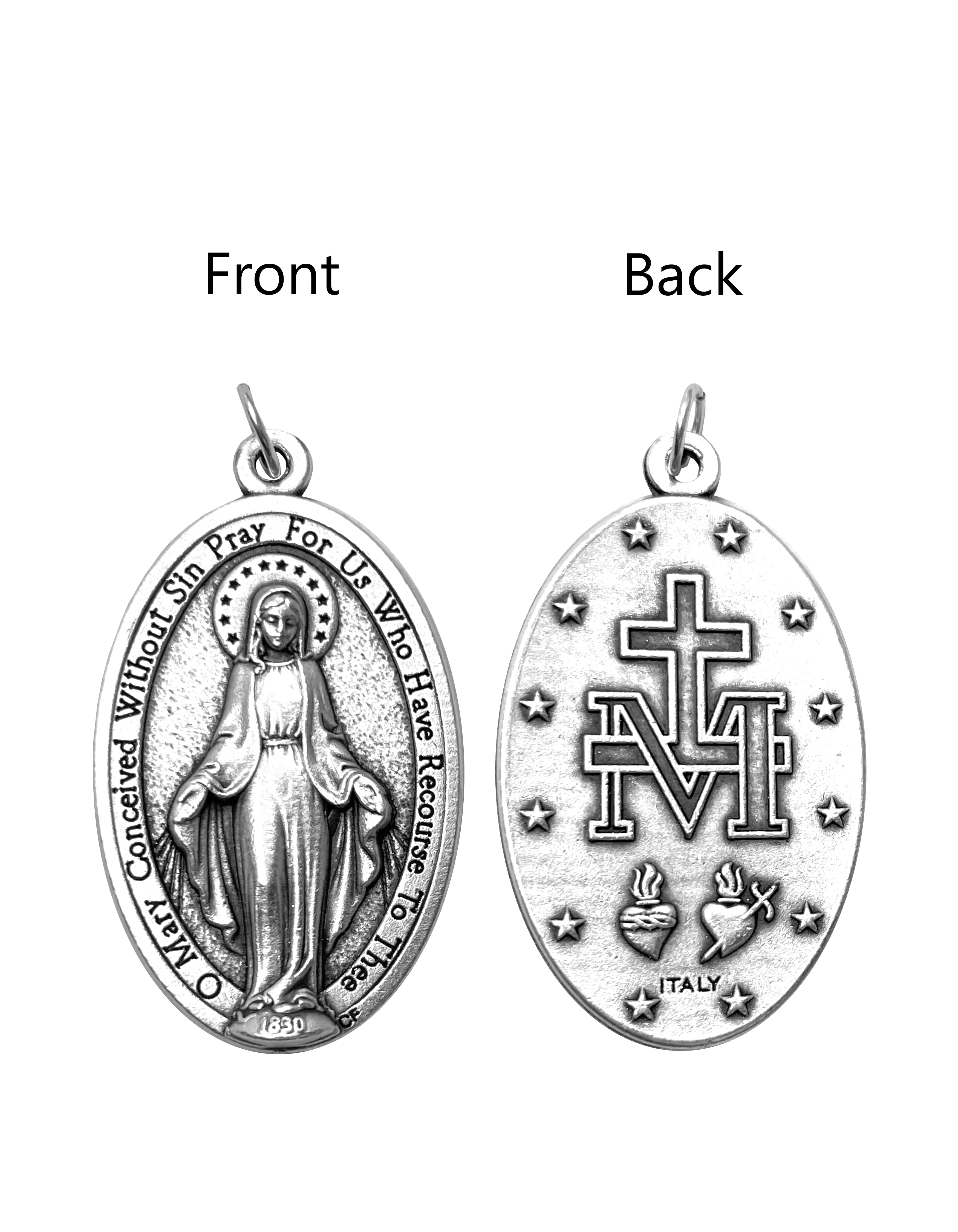 Saints Medals in oxidized silver made in Italy 1.5" x 1.0"