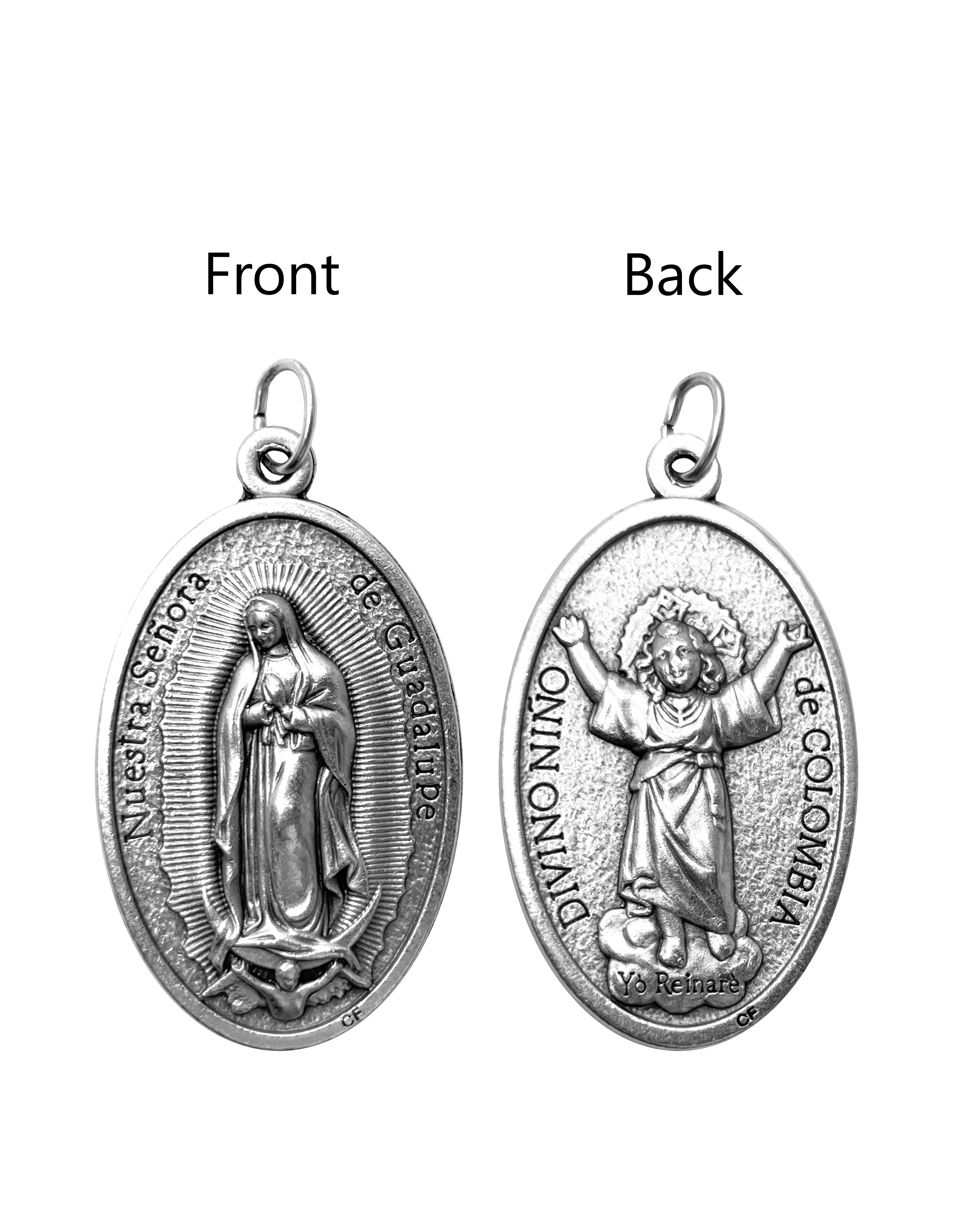 Saints Medals in oxidized silver made in Italy 1.5" x 1.0"