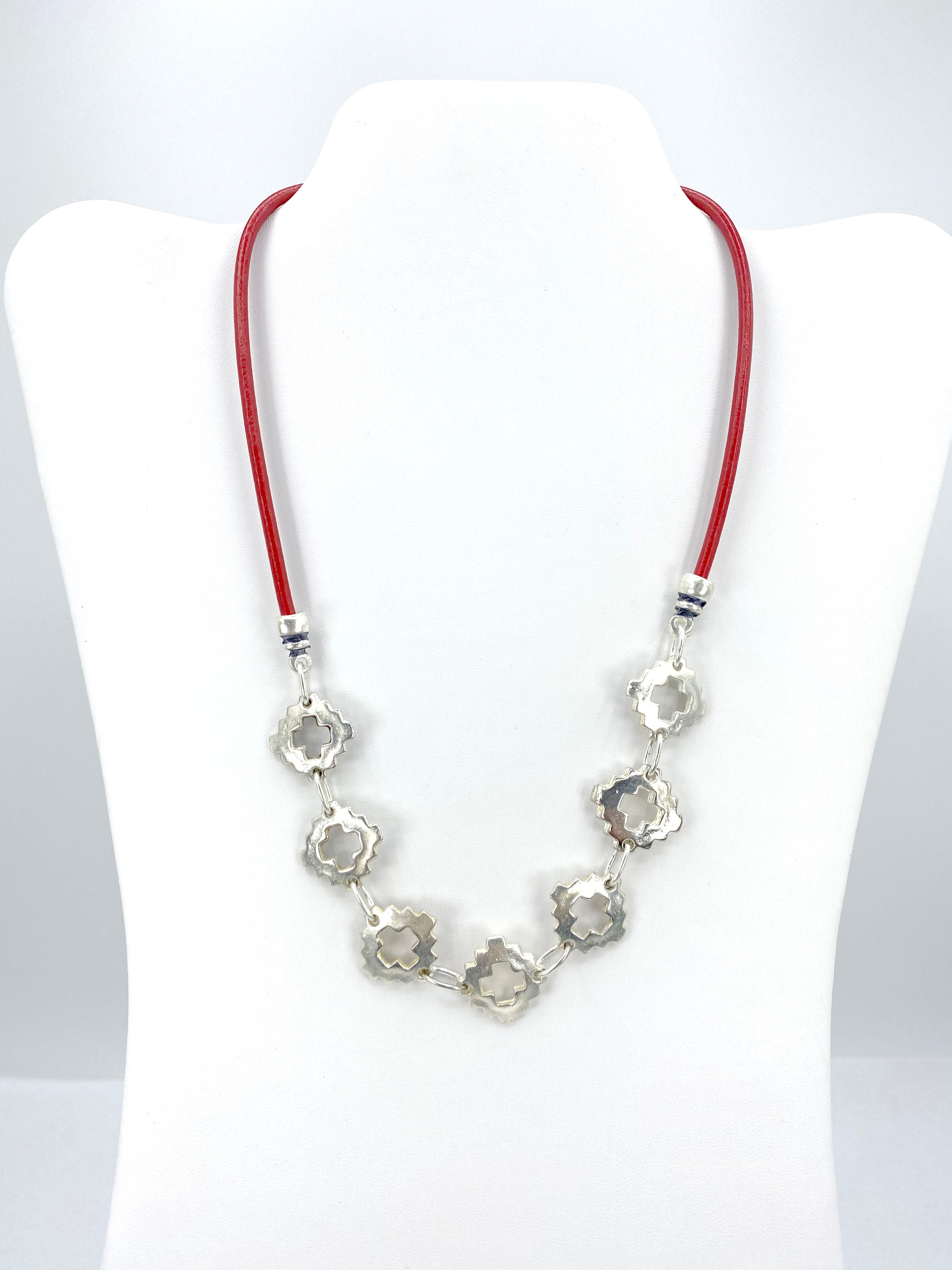 Vintage The Cross Necklace Handmade Jewelry with Genuine Leather Strap by Graciela's Collection