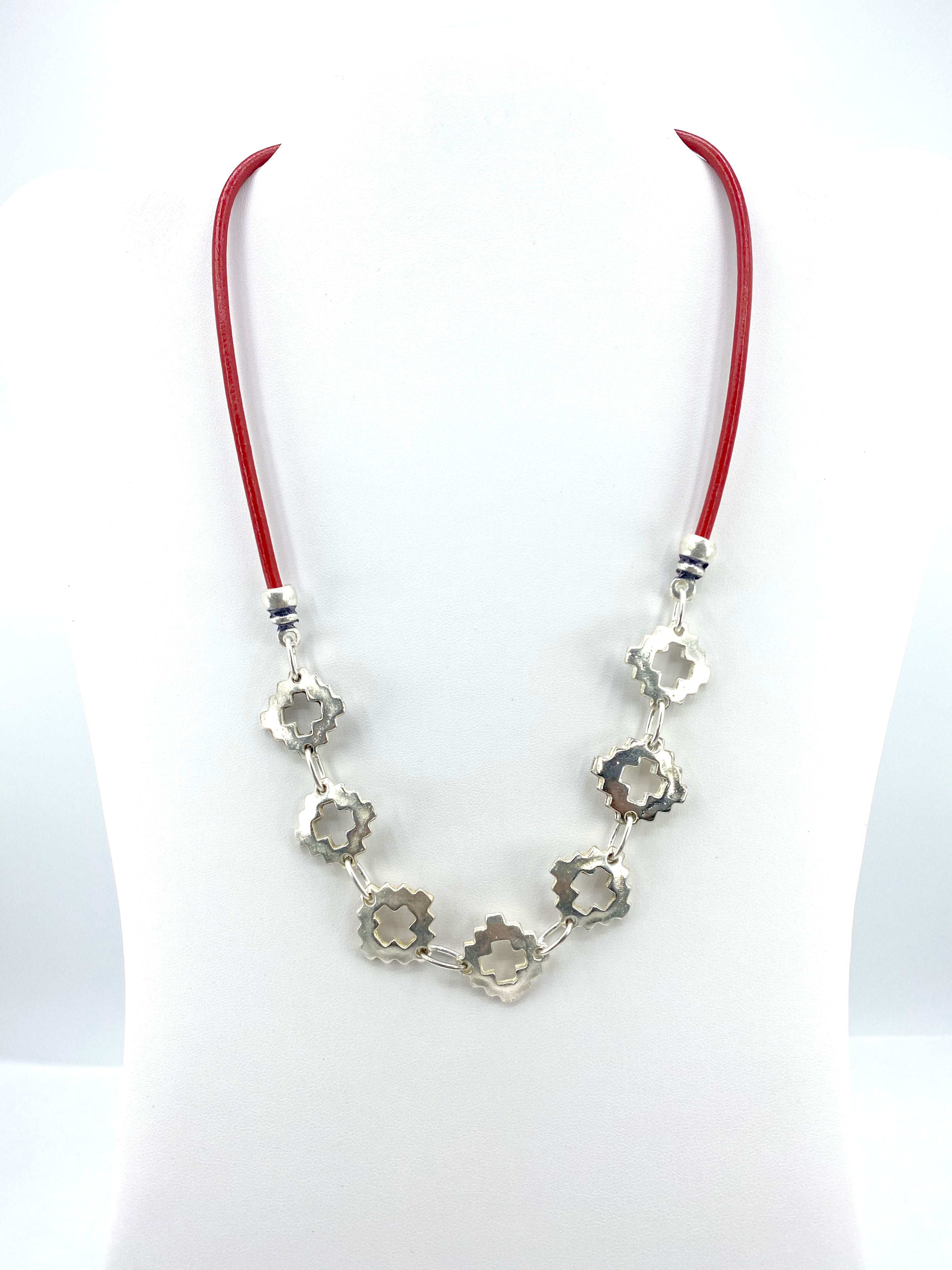 Vintage The Cross Necklace Handmade Jewelry with Genuine Leather Strap by Graciela's Collection