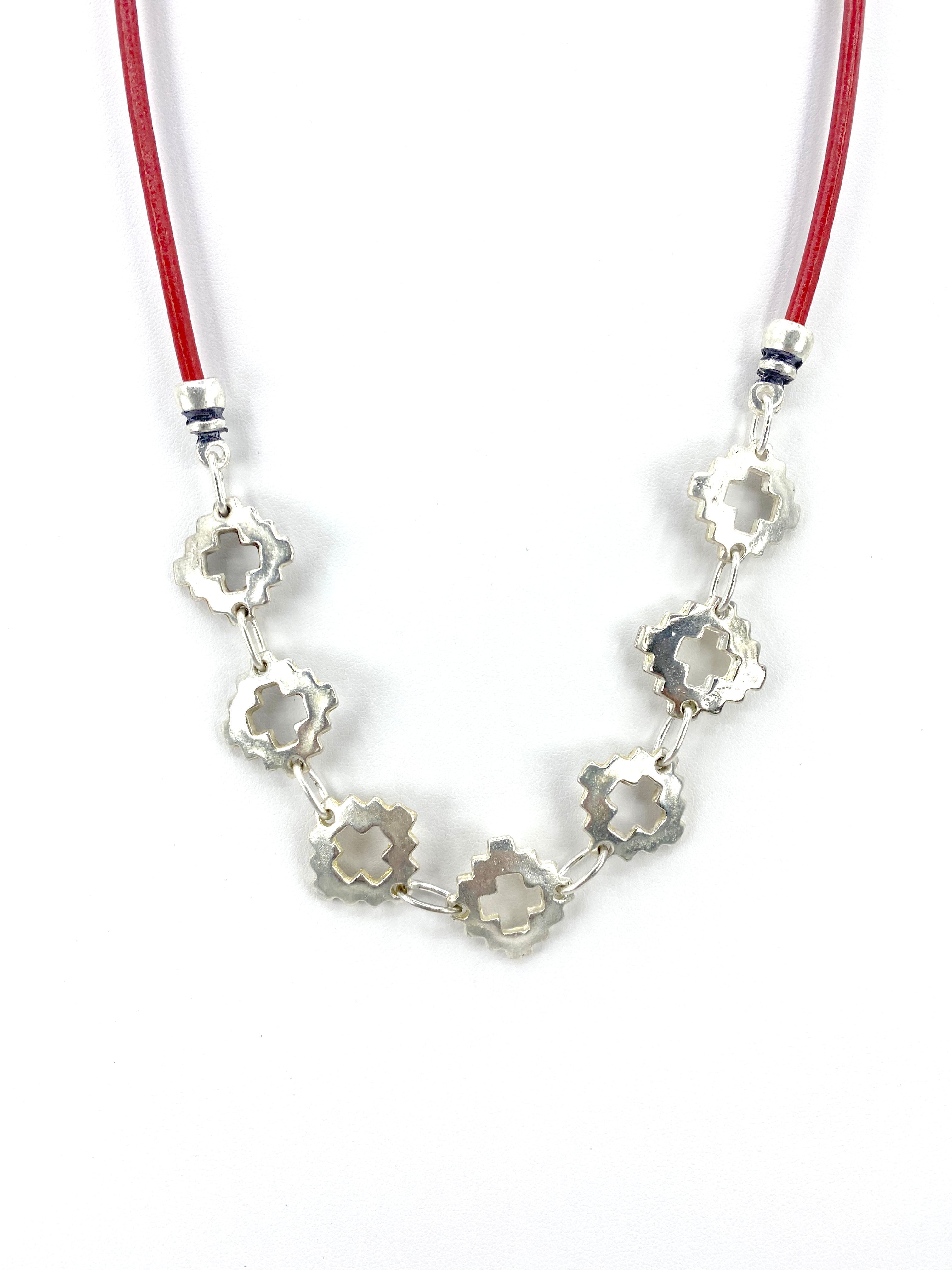 Vintage The Cross Necklace Handmade Jewelry with Genuine Leather Strap by Graciela's Collection