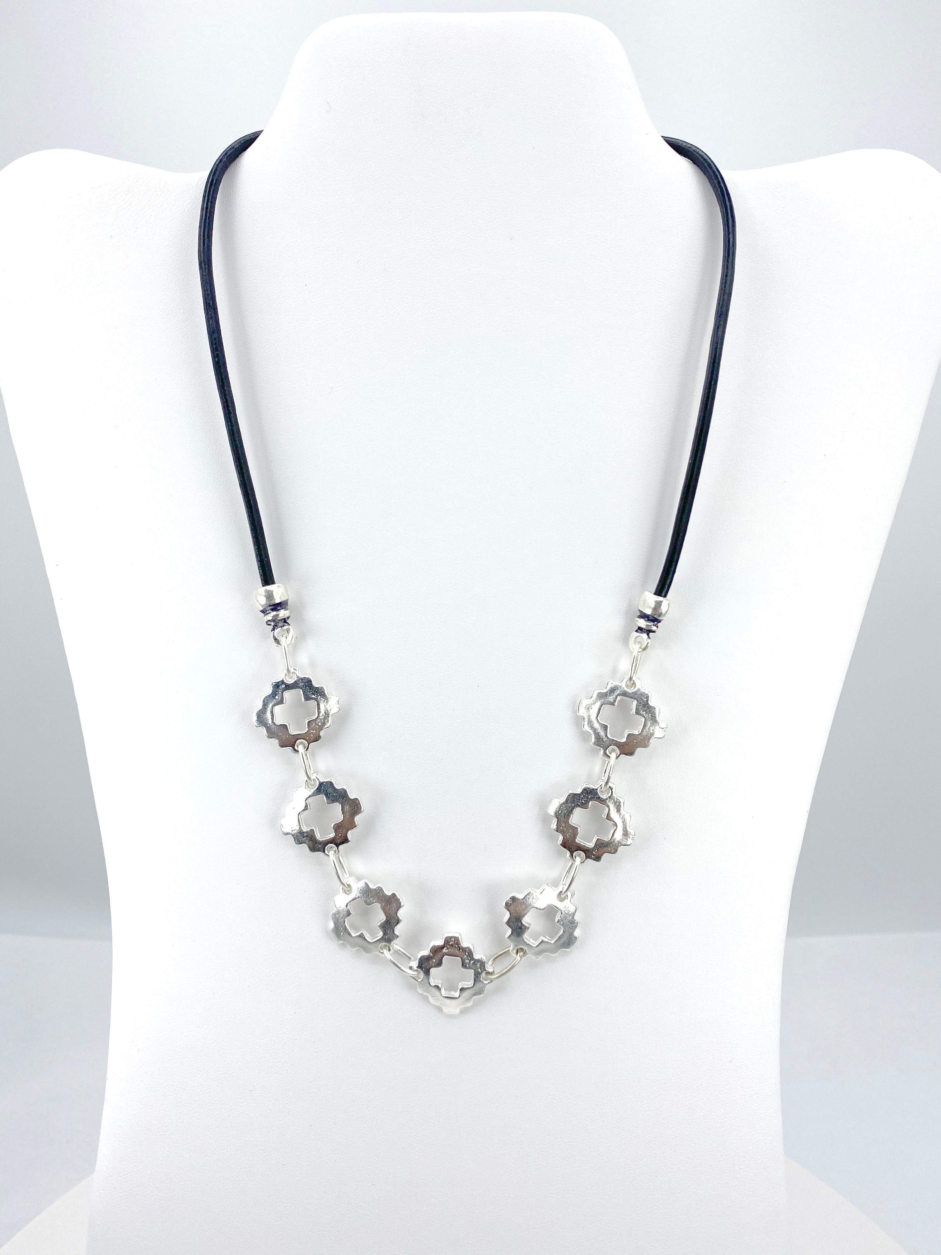 Vintage The Cross Necklace Handmade Jewelry with Genuine Leather Strap by Graciela's Collection