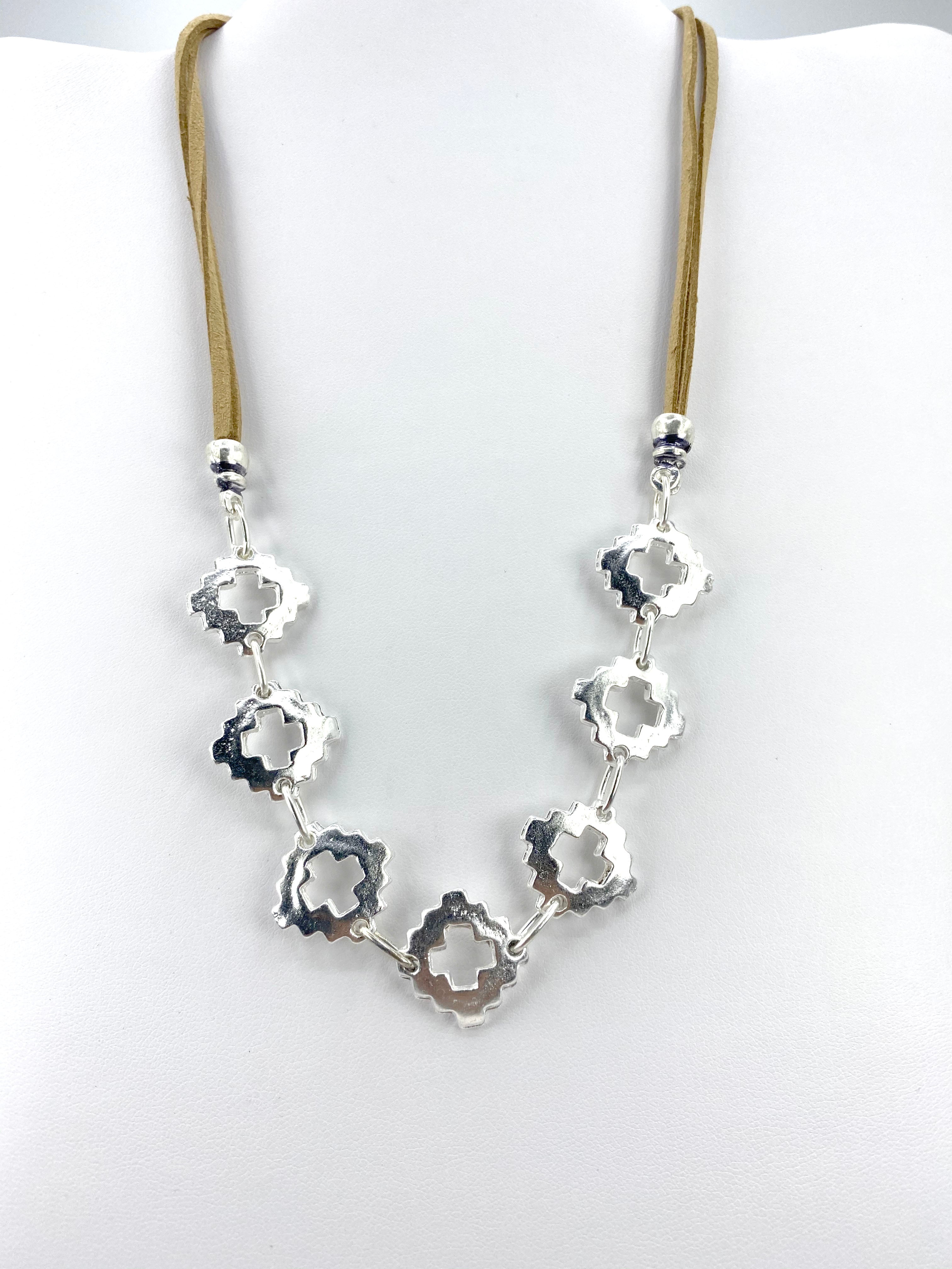 Vintage The Cross Necklace Handmade Jewelry with Genuine Leather Strap by Graciela's Collection