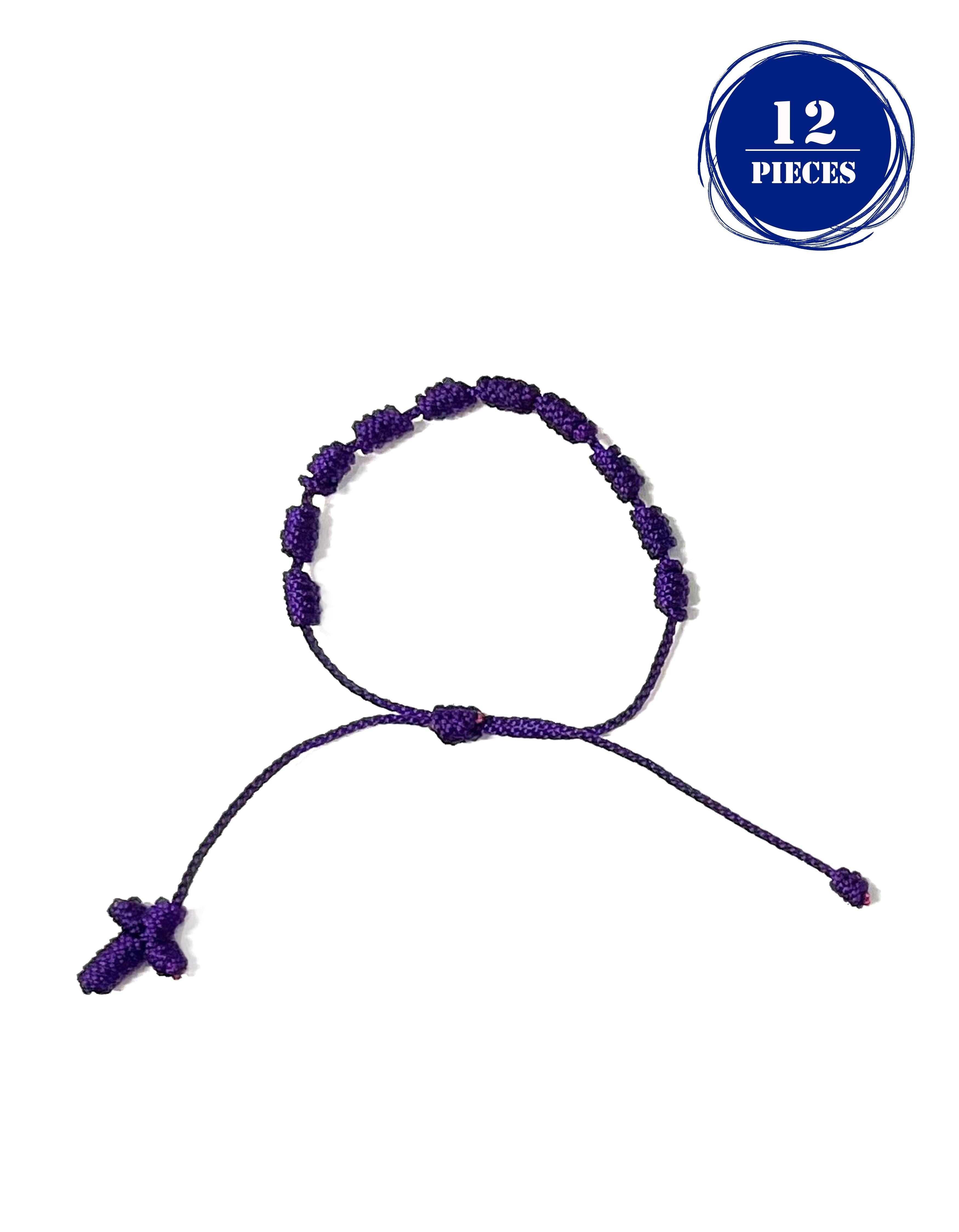 Decade bracelet knotted with strings in bright colors - Pack of 12 or 6 pieces