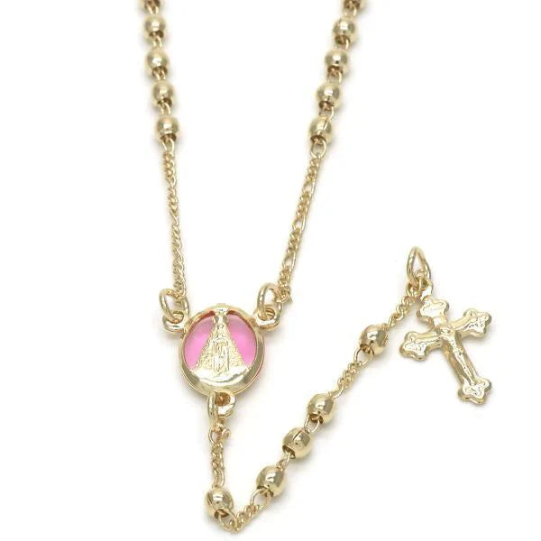 Virgin Image on Transparent Center Rosary Necklace