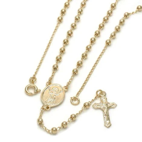 Small Rosary necklace with Divino Niño medal. 18” long