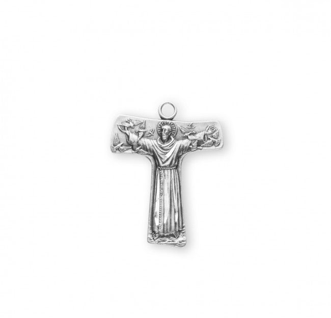 Sterling Silver Med St Francis Tao Cross