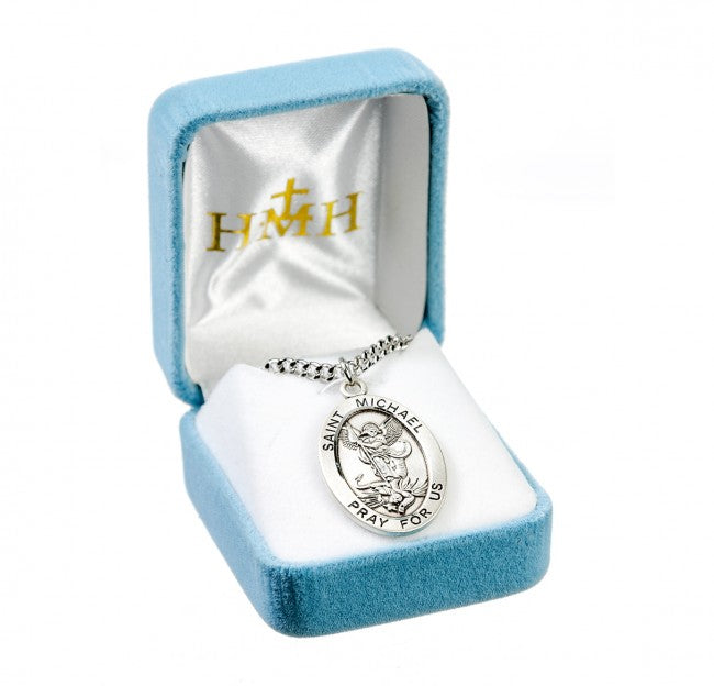 Patron Saint Michael Oval Sterling Silver Medal
