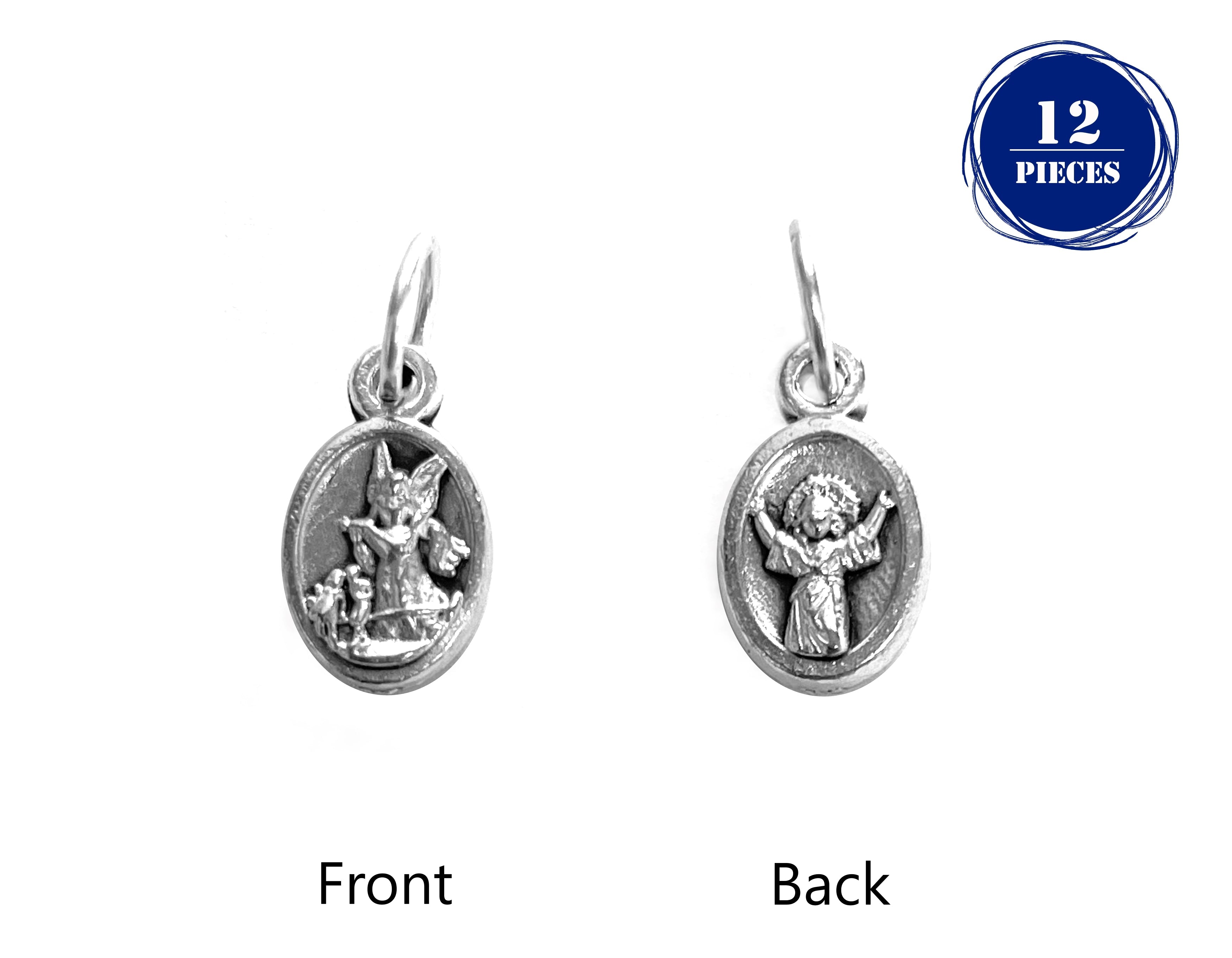 Saints tiny medals in oxidized silver made in Italy 0.5" x 0.3"