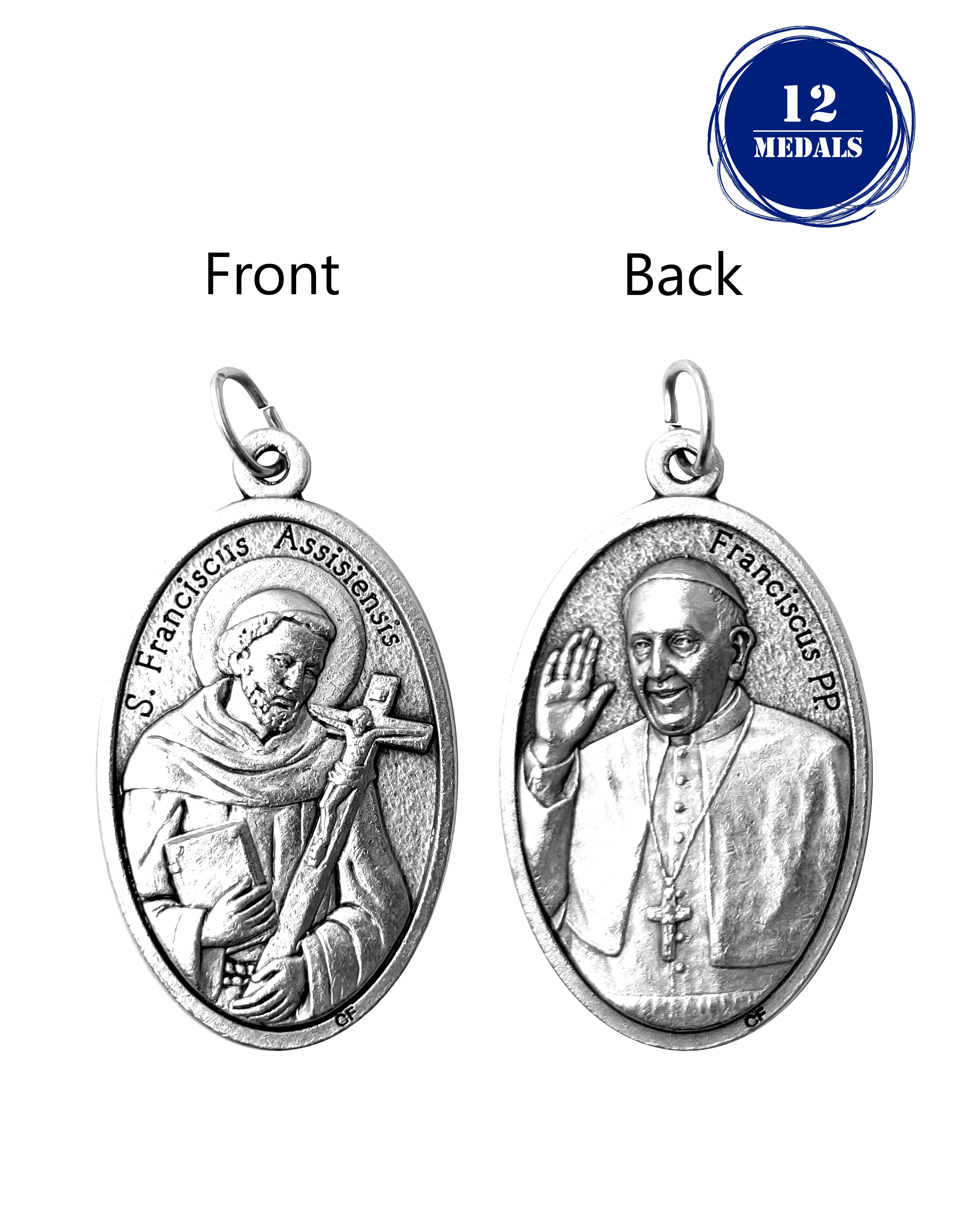 Pack of 12 Saints Medals in oxidized silver made in Italy 1.5" x 1.0"