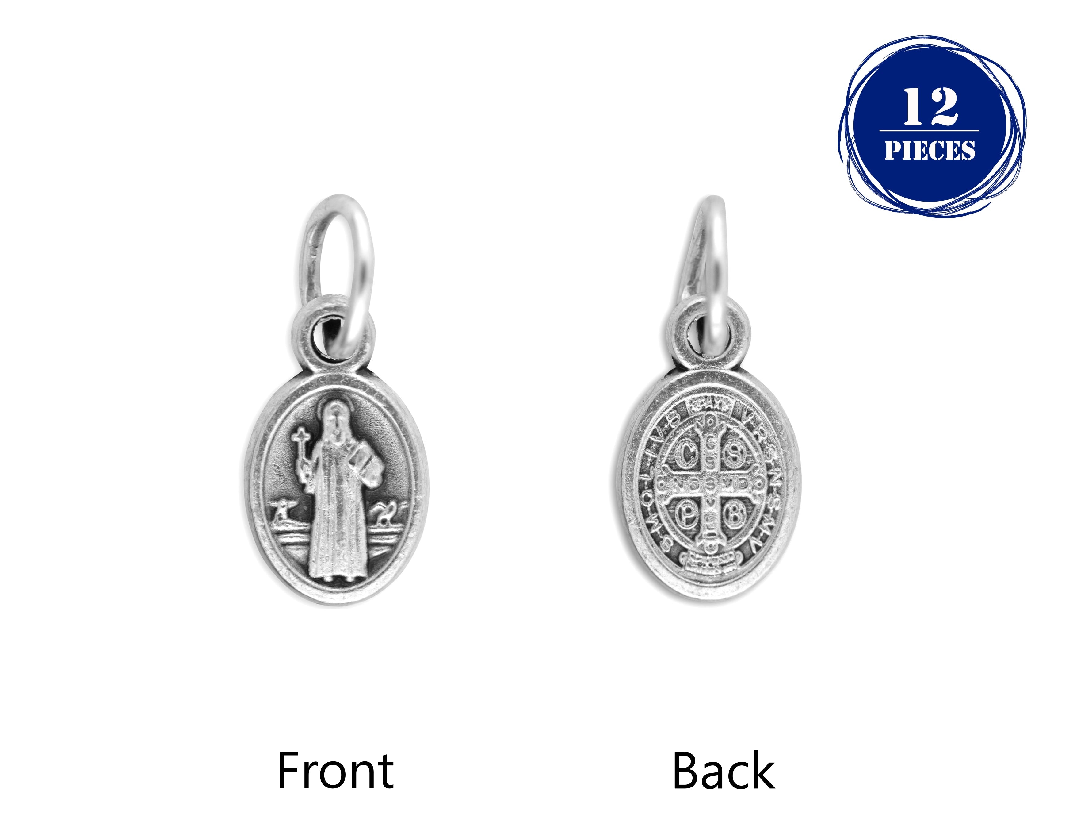 Saints tiny medals in oxidized silver made in Italy 0.5" x 0.3"