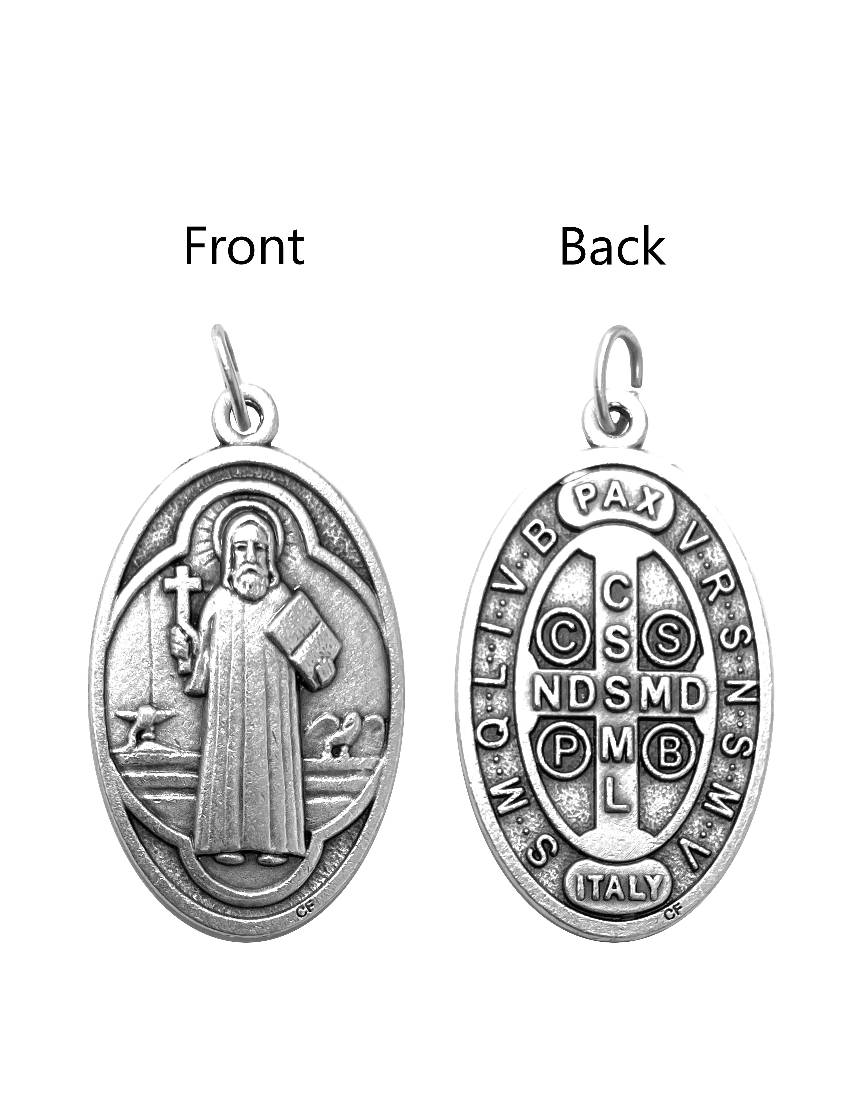 Saints Medals in oxidized silver made in Italy 1.5" x 1.0"