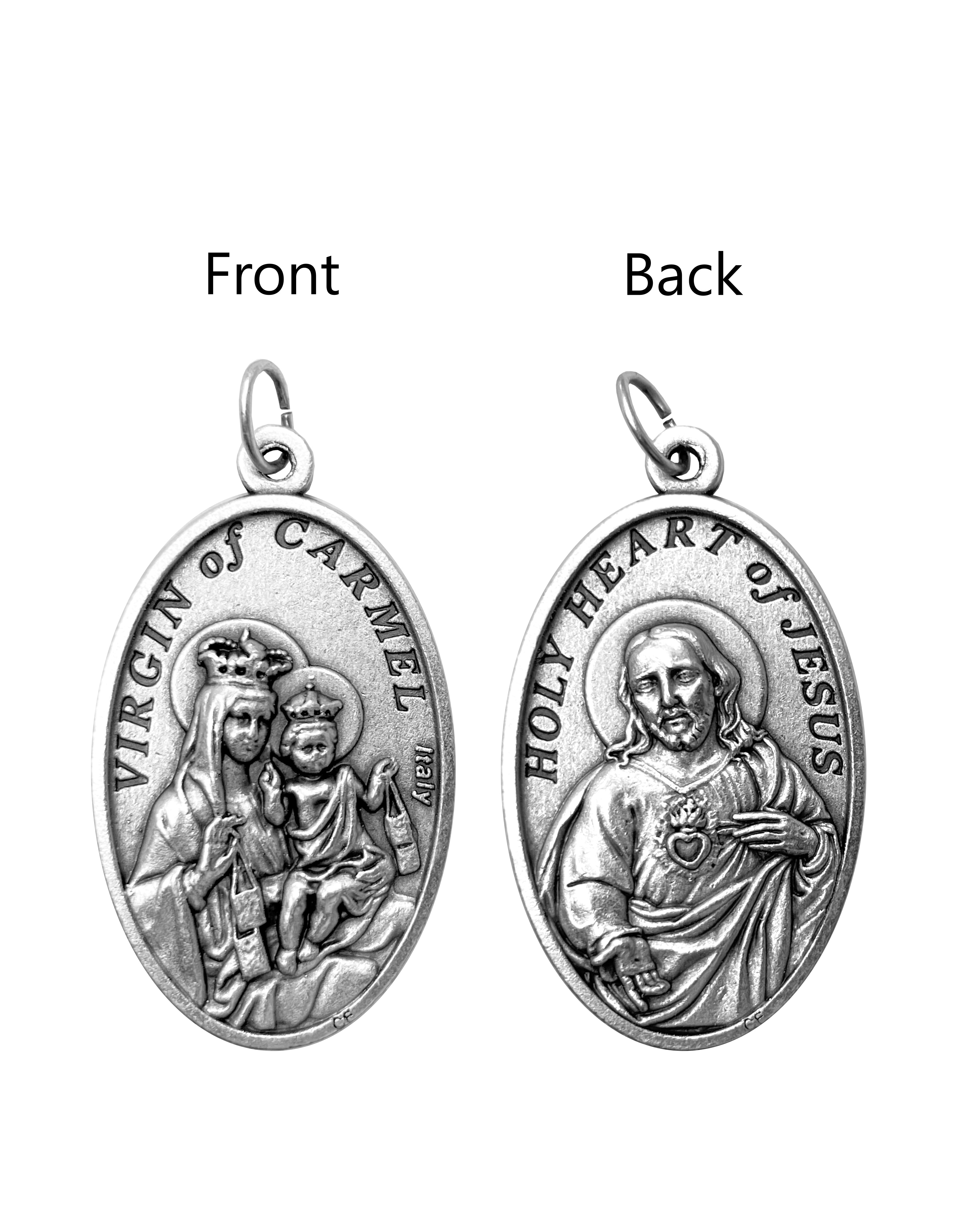 Saints Medals in oxidized silver made in Italy 1.5" x 1.0"
