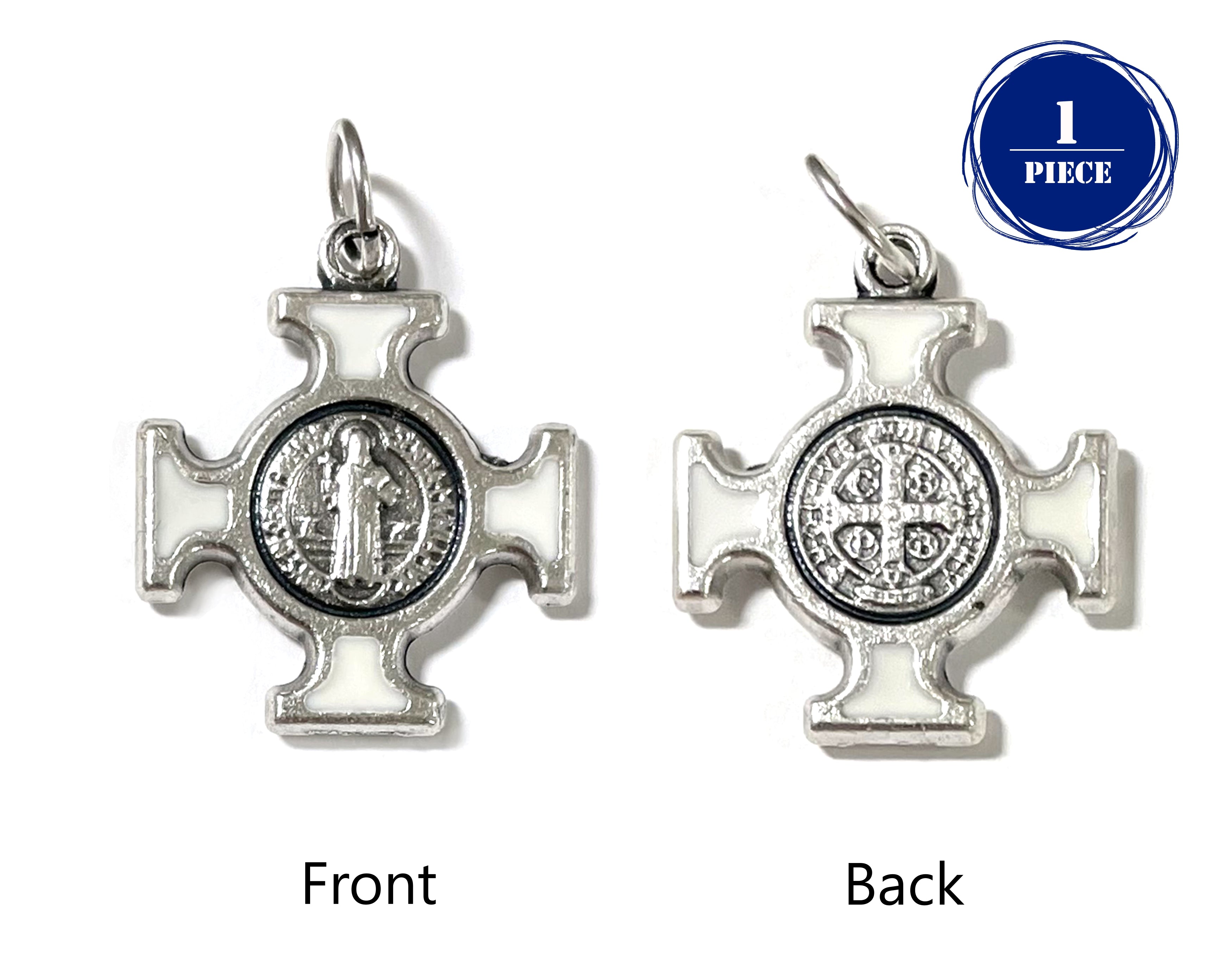 Saint Benedict small cross - colors enamel accented 0.7"