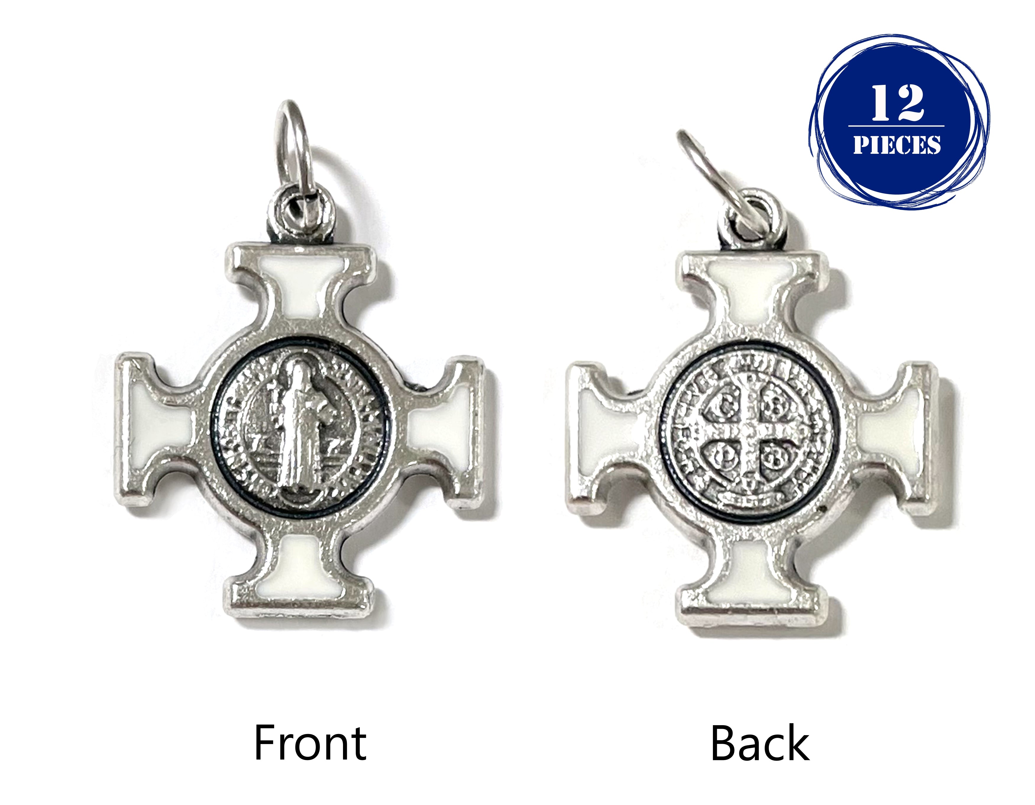 Saint Benedict small cross - colors enamel accented 0.7"