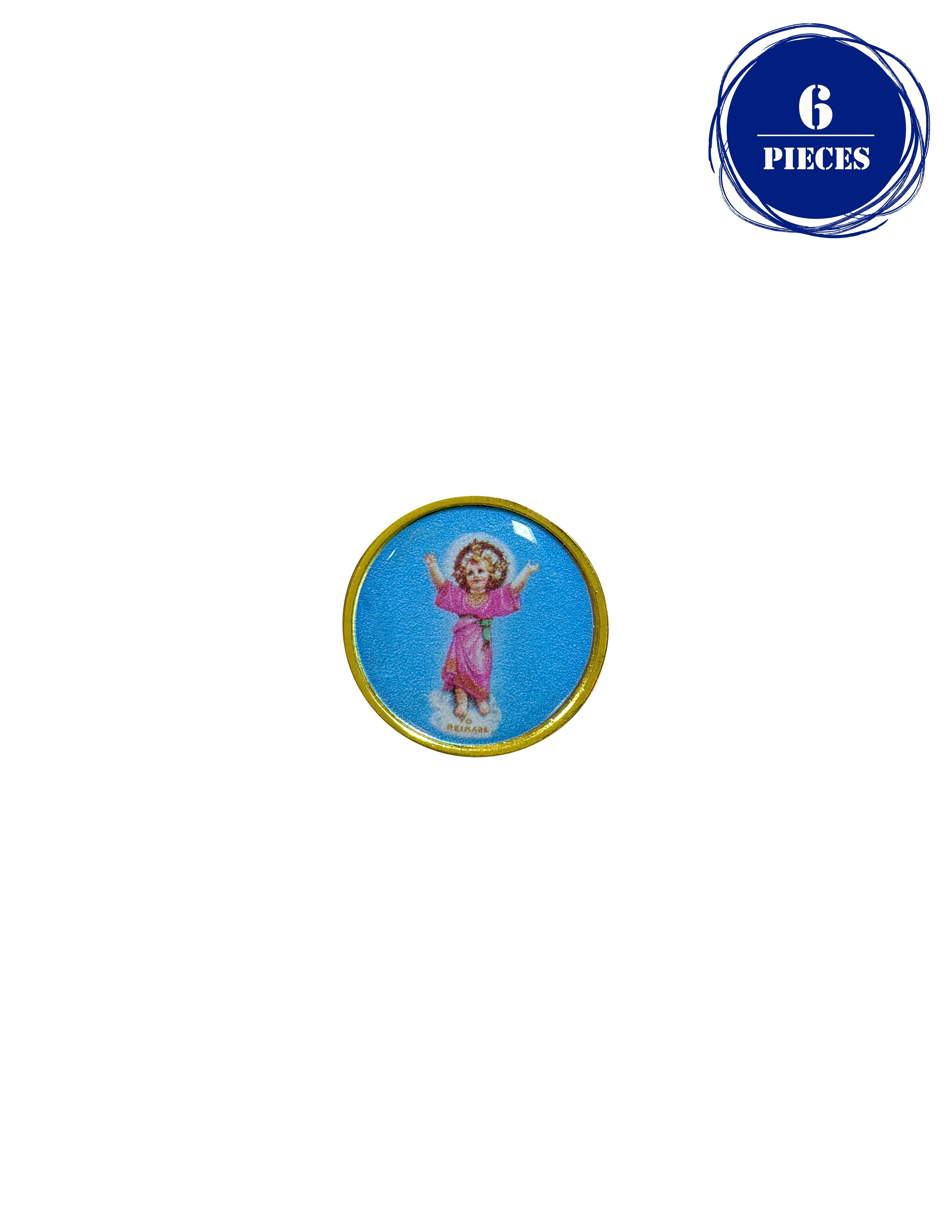 Gold accent round catholic lapel pins