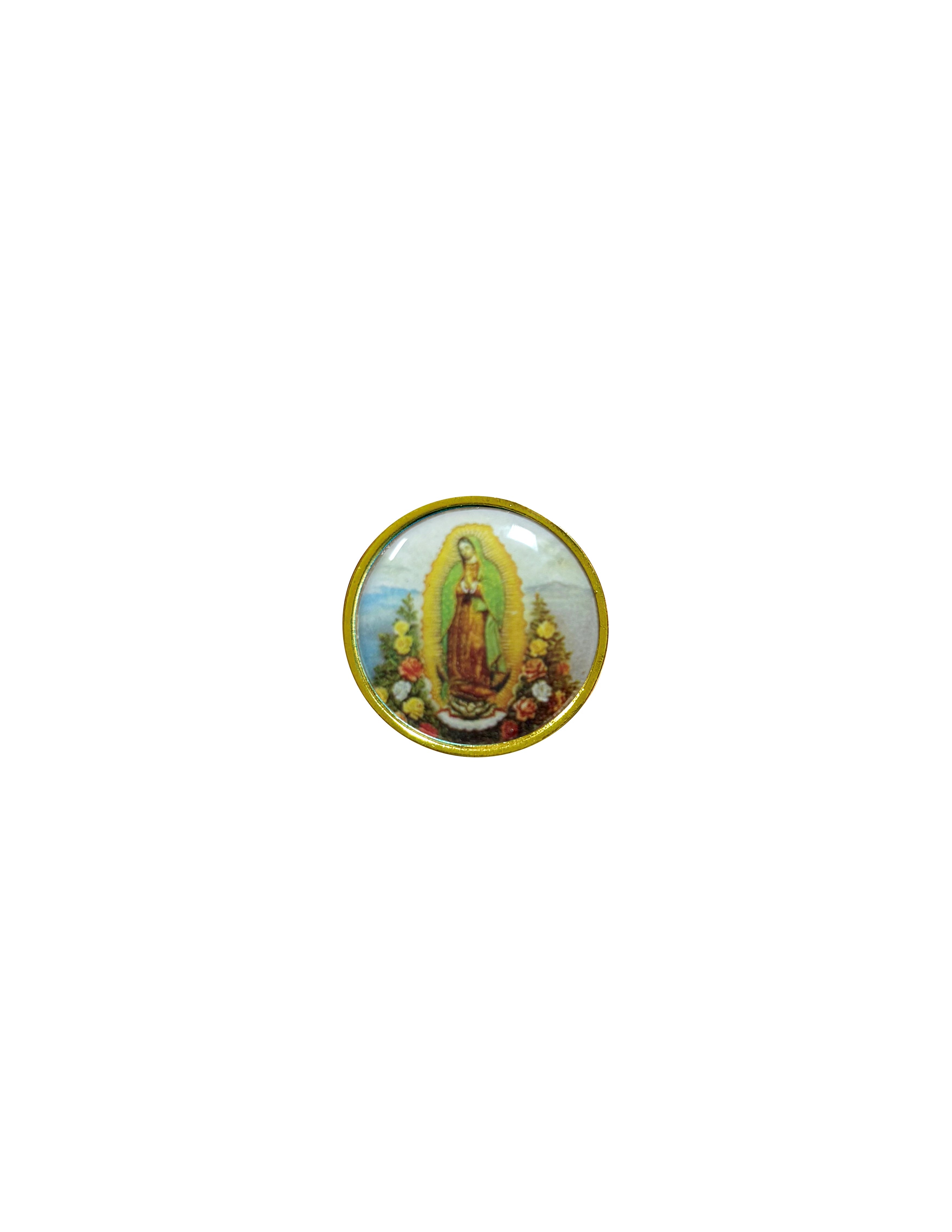 Gold accent round catholic lapel pins