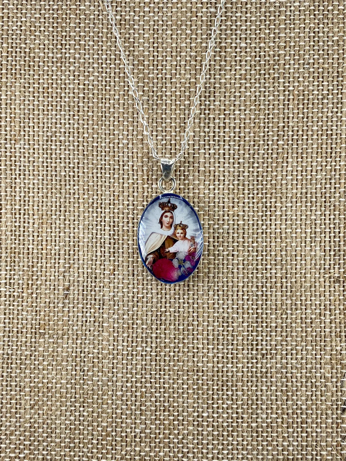 Medal whit Flowers Our Lady of Mount Carmen