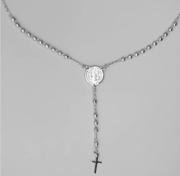 Rosary necklace with Saint Benedict Medal