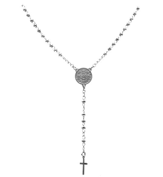 Rosary necklace with Saint Benedict Medal