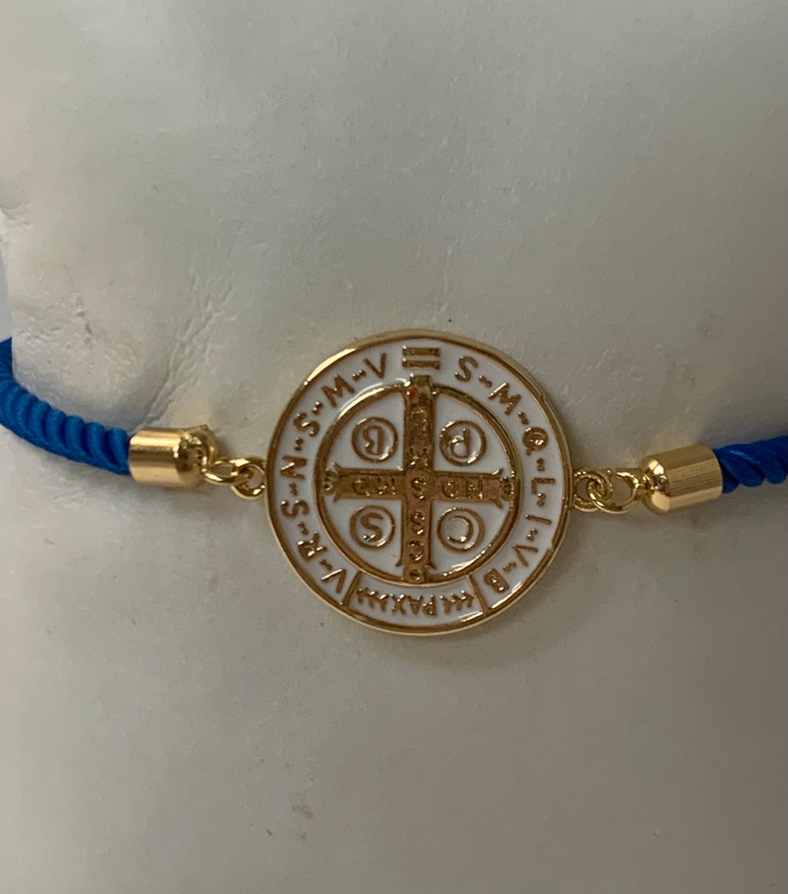 Cord bracelet with St Benedict medal