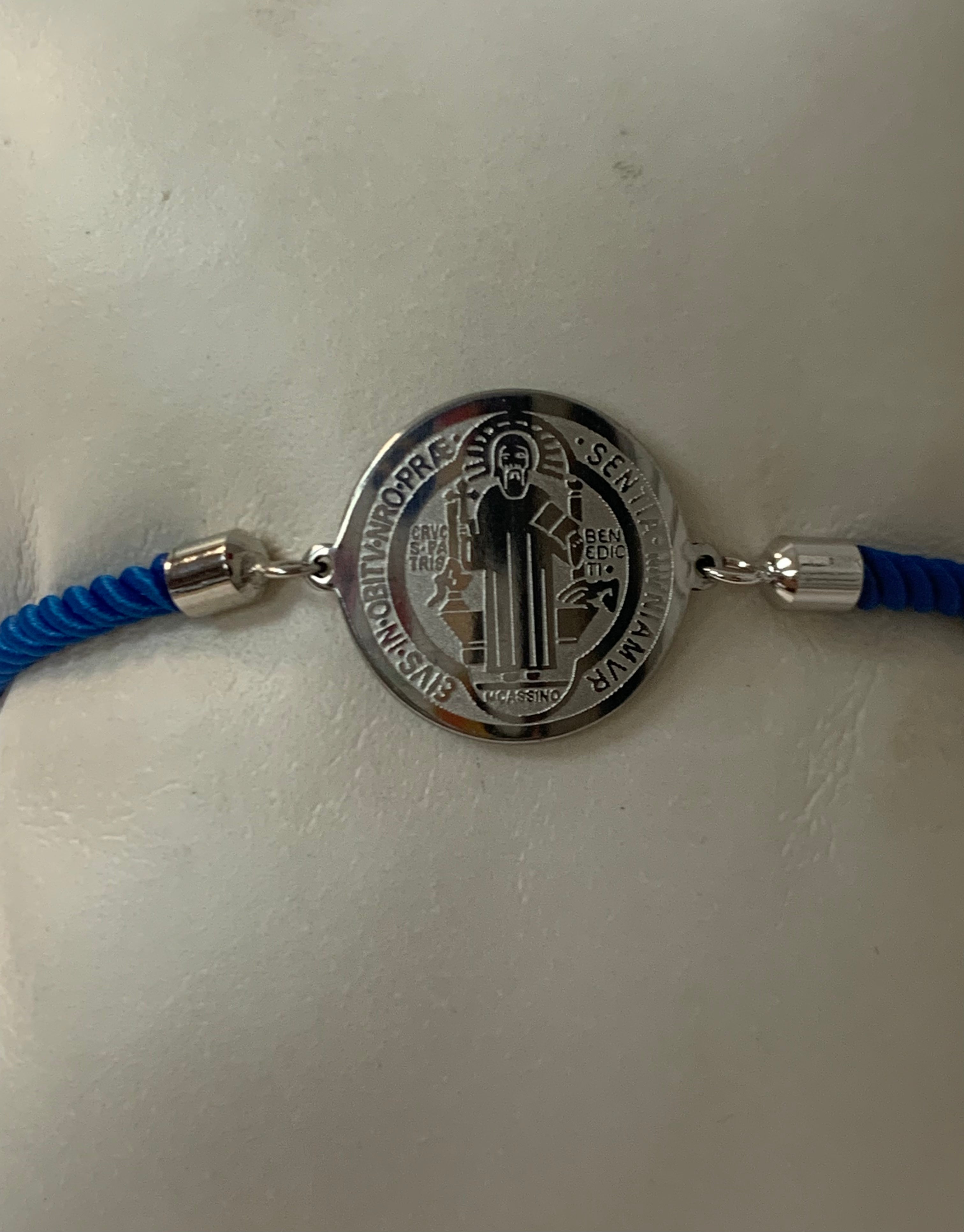 Cord bracelet with St Benedict medal
