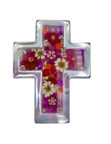 2.4 x 3.5"(S) Pressed Flowers Cross