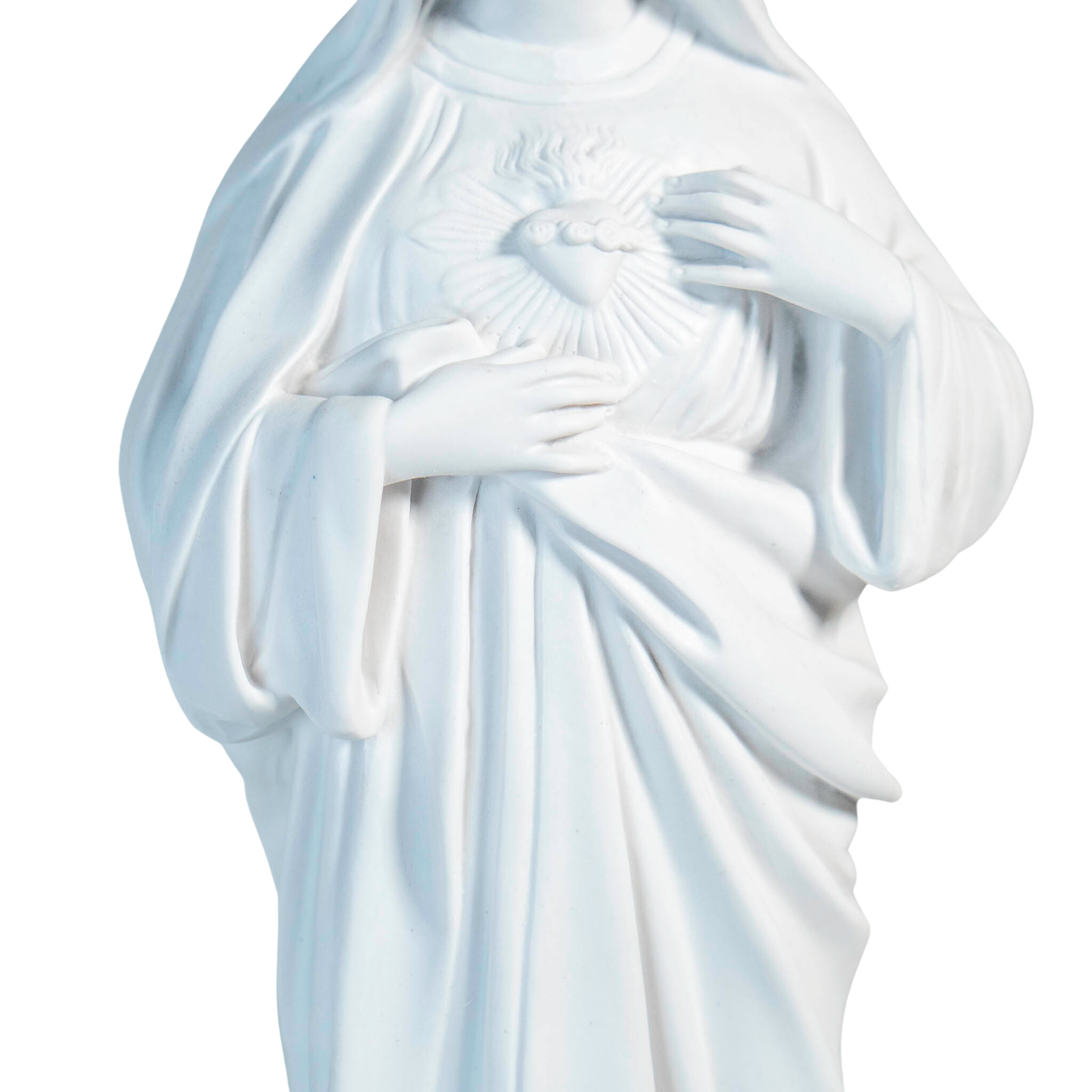 White statue of The Immaculate Heart of the Mary / Estatua Blanca del Inmaculado Corazon de Maria