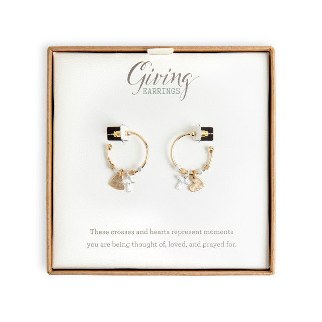 Giving Earrings - Heart and Cross