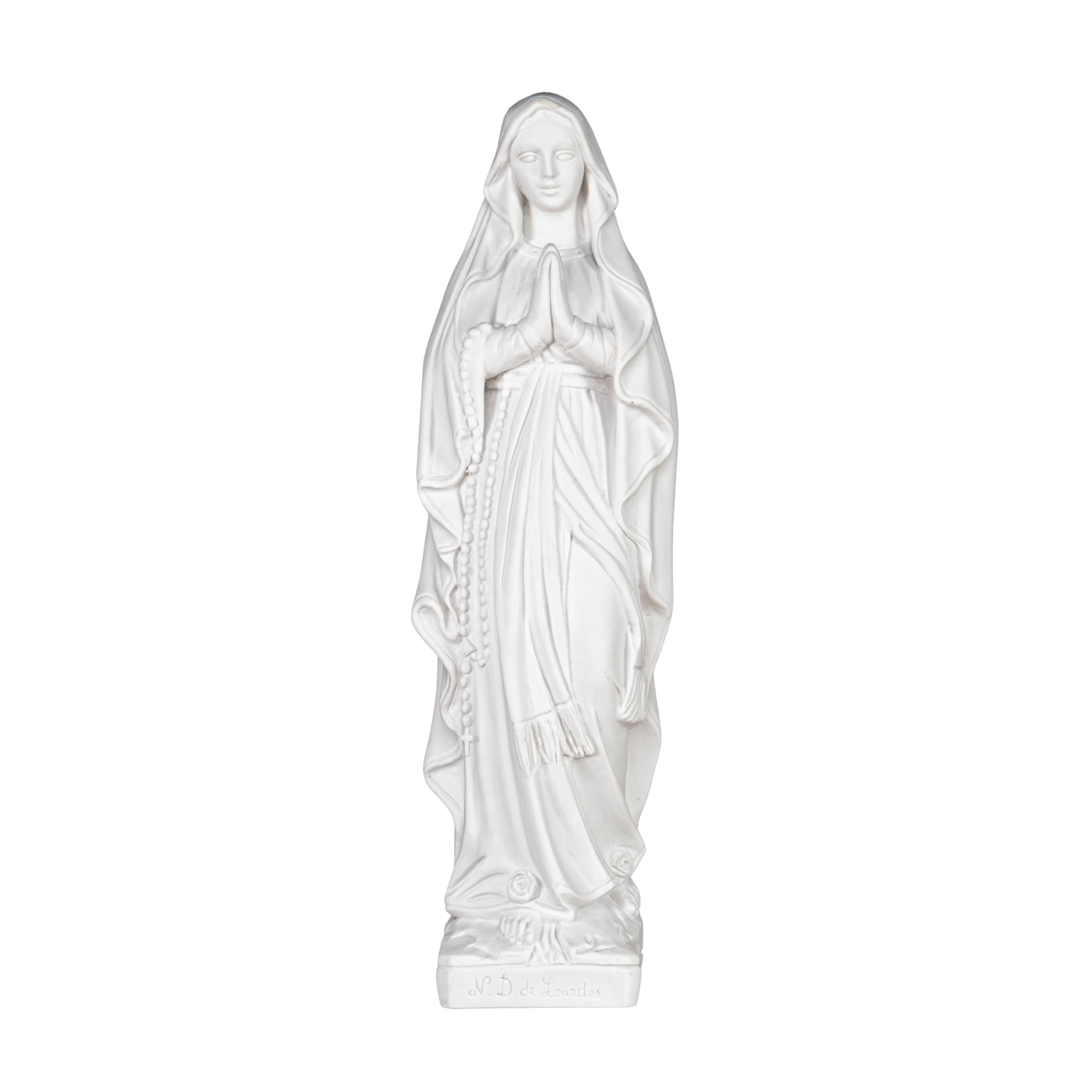 White Statue of Our Lady of Lourdes / Estatua Blanca Nuestra Senora de Lourdes