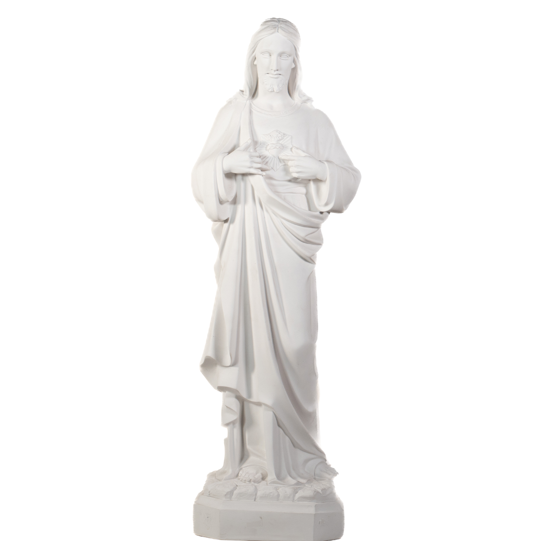 White Statues of The Sacred Heart of Jesus / Imagenes Blancas Sagrado Corazon de Jesus