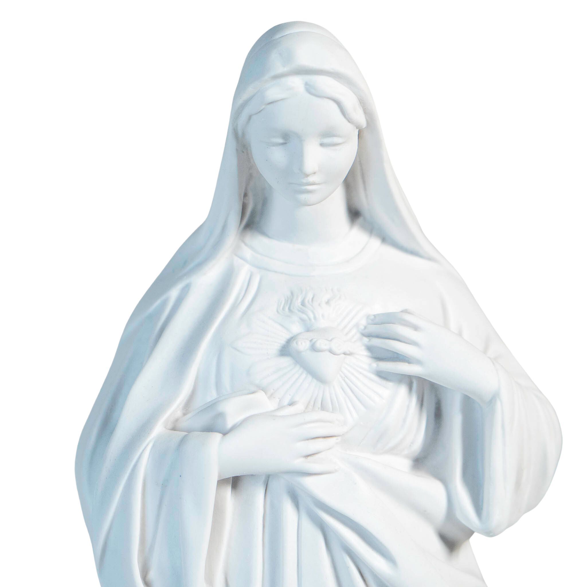 White statue of The Immaculate Heart of the Mary / Estatua Blanca del Inmaculado Corazon de Maria